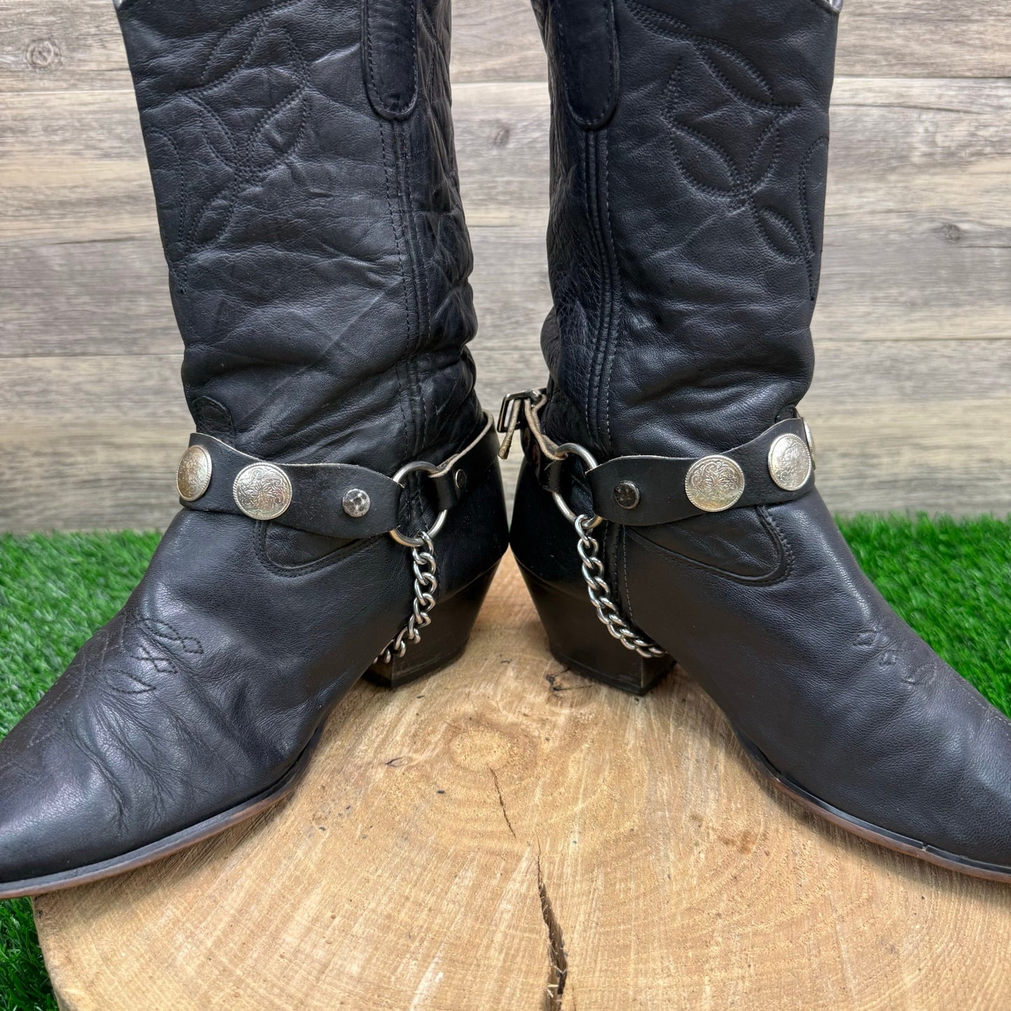 Laredo Women - Size 7M - Vintage Black Harness Cowboy Boots Style 47245