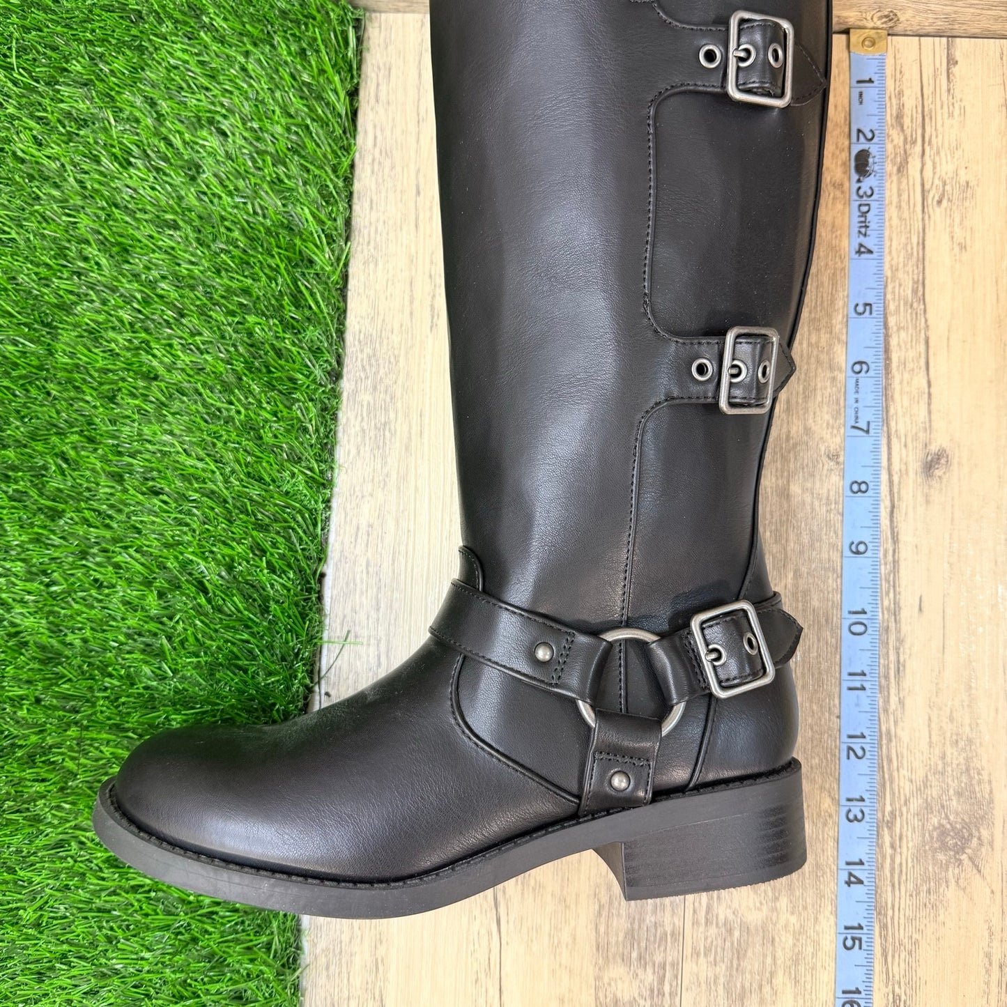 NEW Madden NYC Youth - Size 5 - Black Faux Leather Tall Fashion Moto Boots