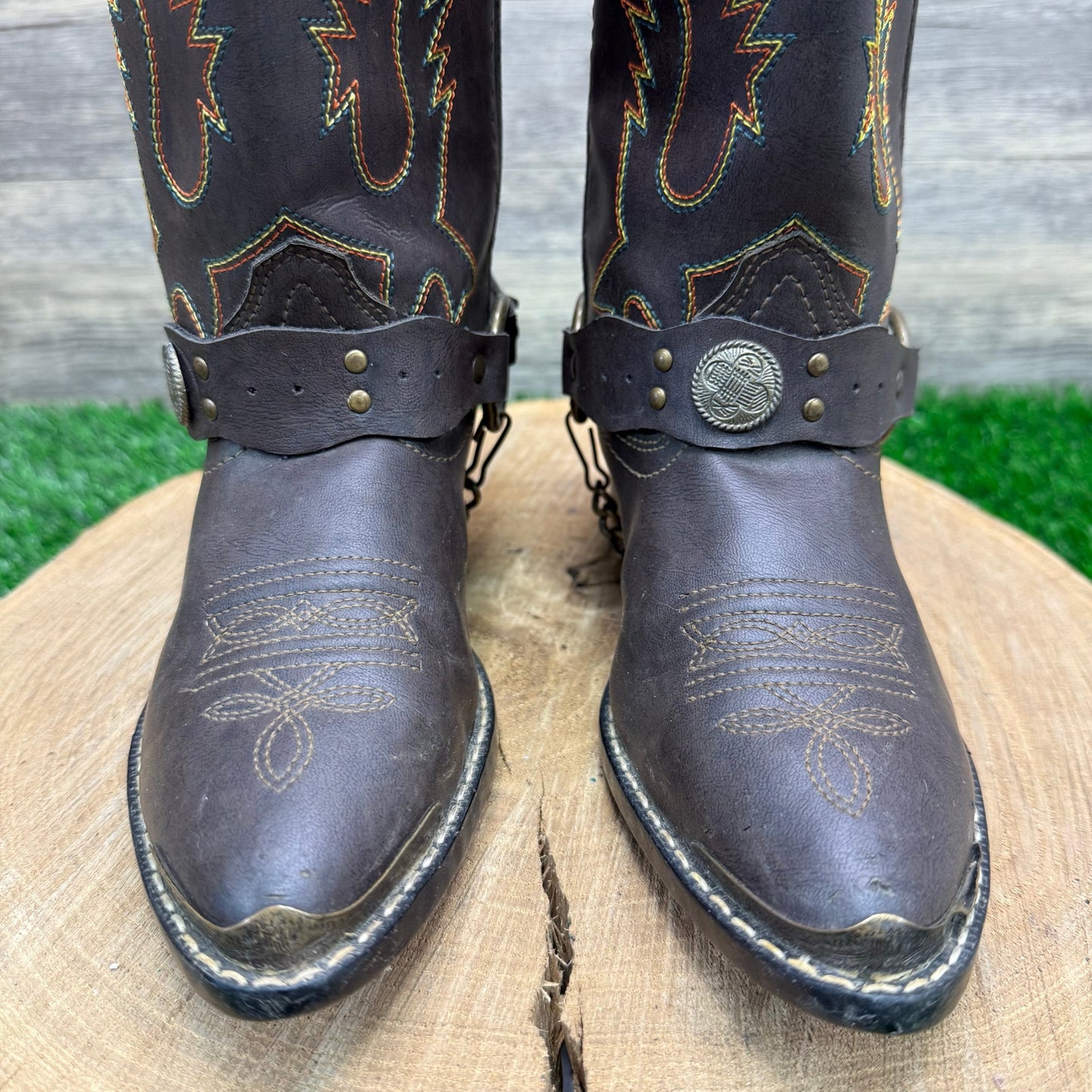 Smoky Mountain Youth - Size 1.5D - Dark Brown Harness Faux Leather Cowboys Boots 1064C