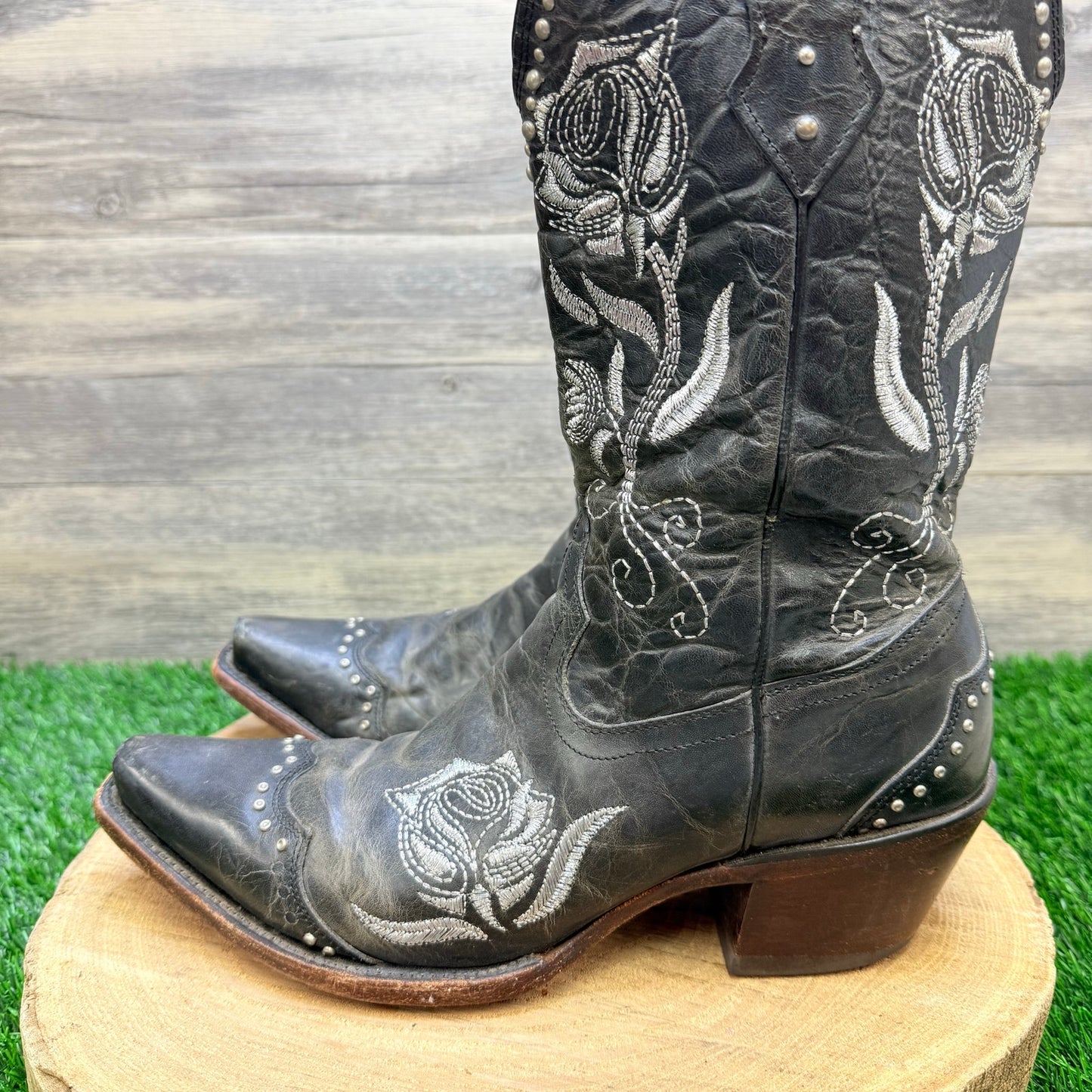 Lucchese Women - Size 9B - Black Challenger Distressed Cowboy Boots M5701