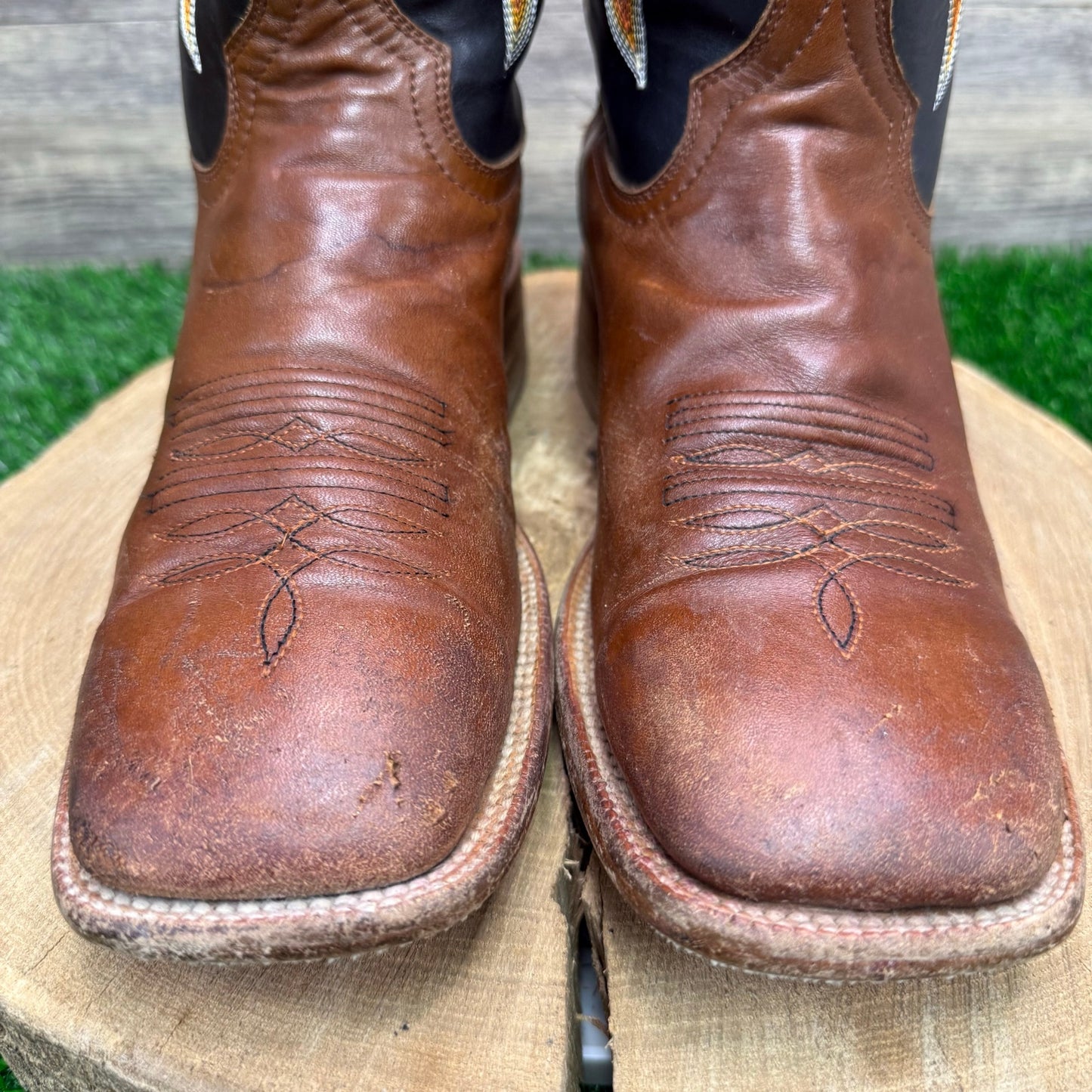 R. Watson Men - Size 8.5D - Brown/Black Square Toe Cowboy Boots Style 8028