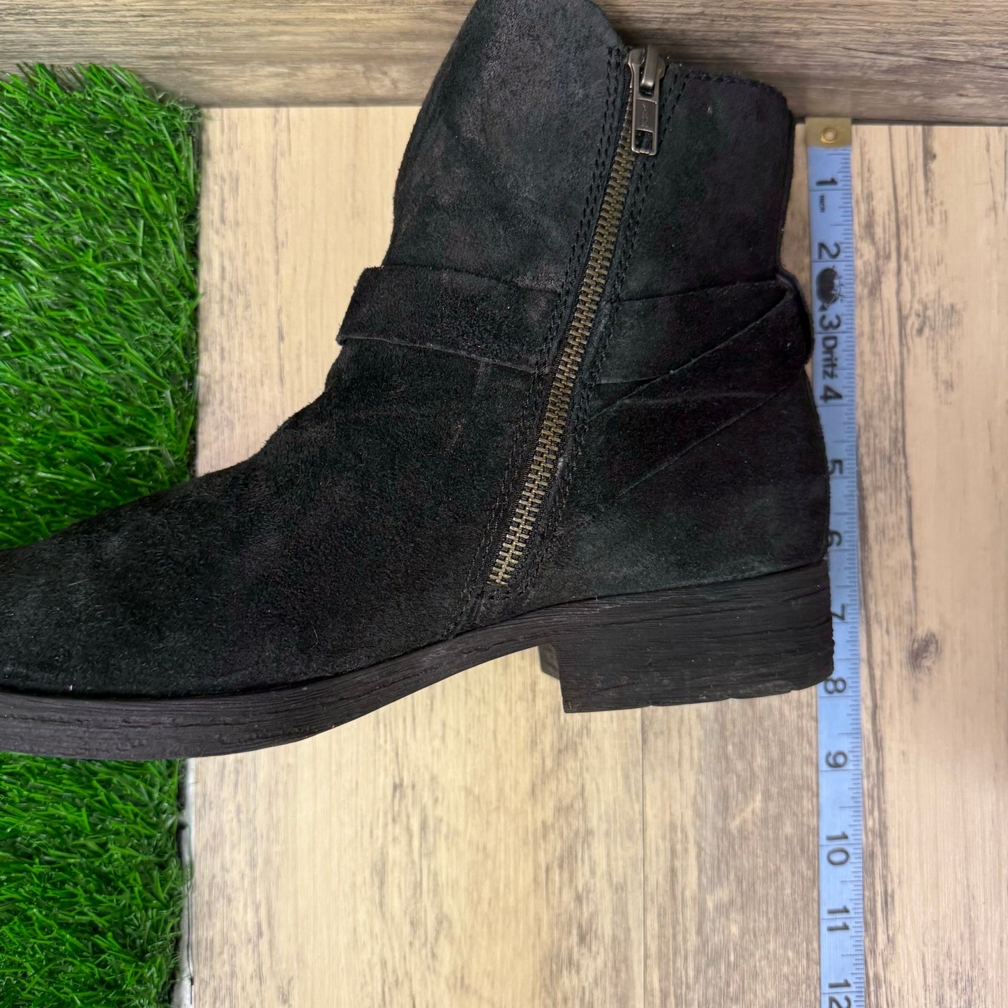 Born Women - Size 10M - Black Suede Harness Ankle Zipper Boots Style F50003