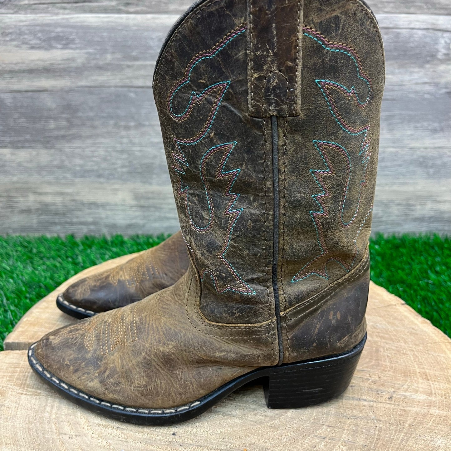 Smoky Mountain Youth - Size 13.5D - Distressed Brown Cowboy Boots Style 3530C