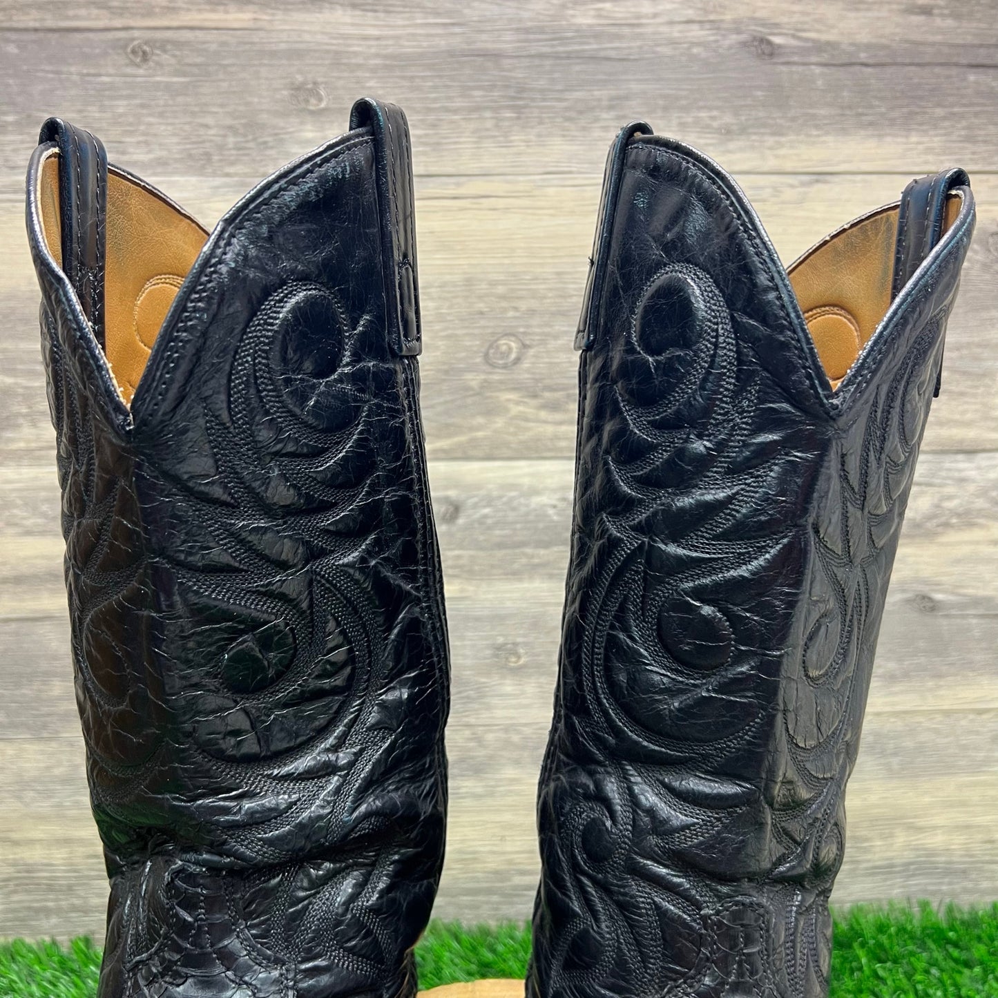 Acme Men - Size 9.5D - Black Snakeskin Cowboy Boots 16136