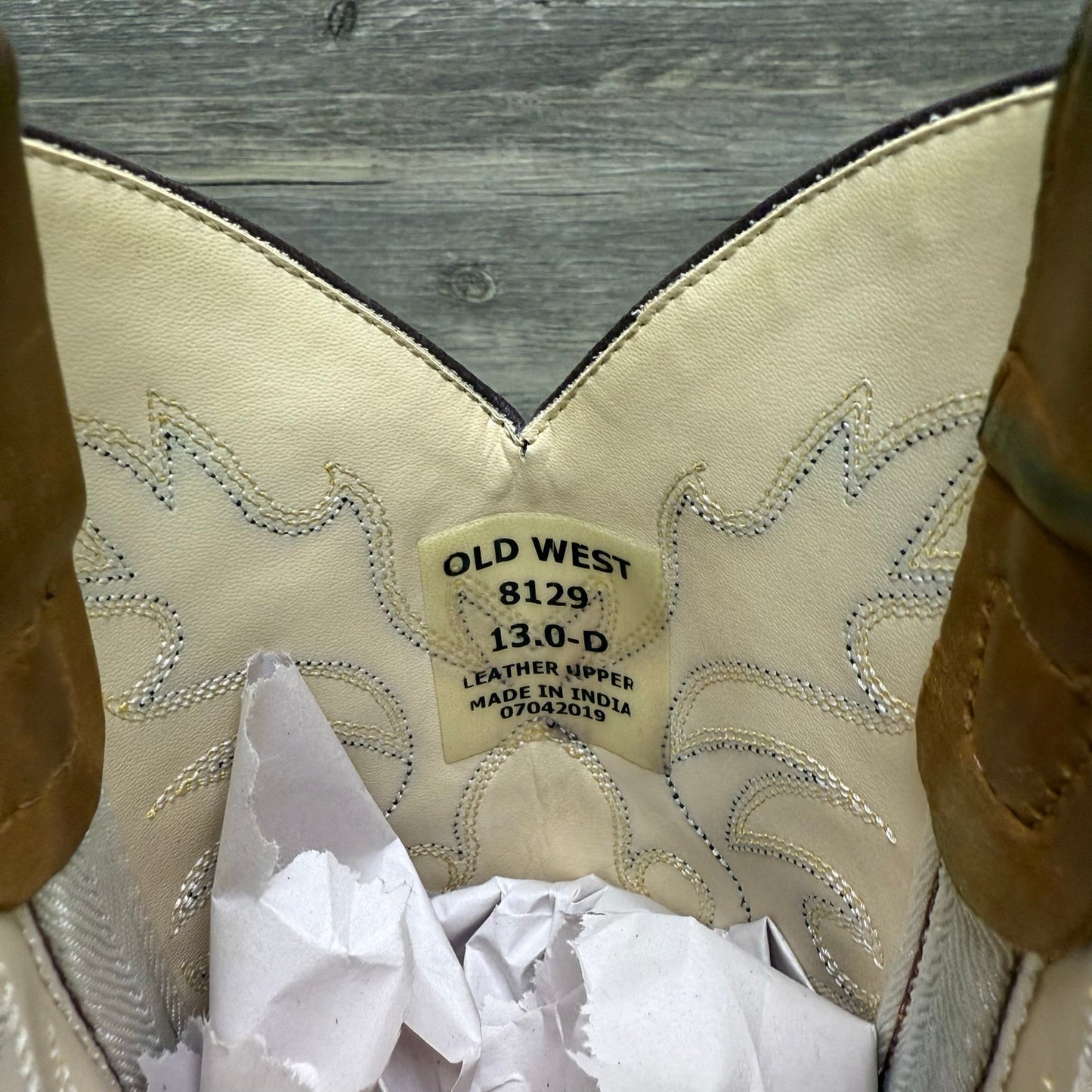 Old West Youth - Size 13D - Tan Cowboy Boots 8129