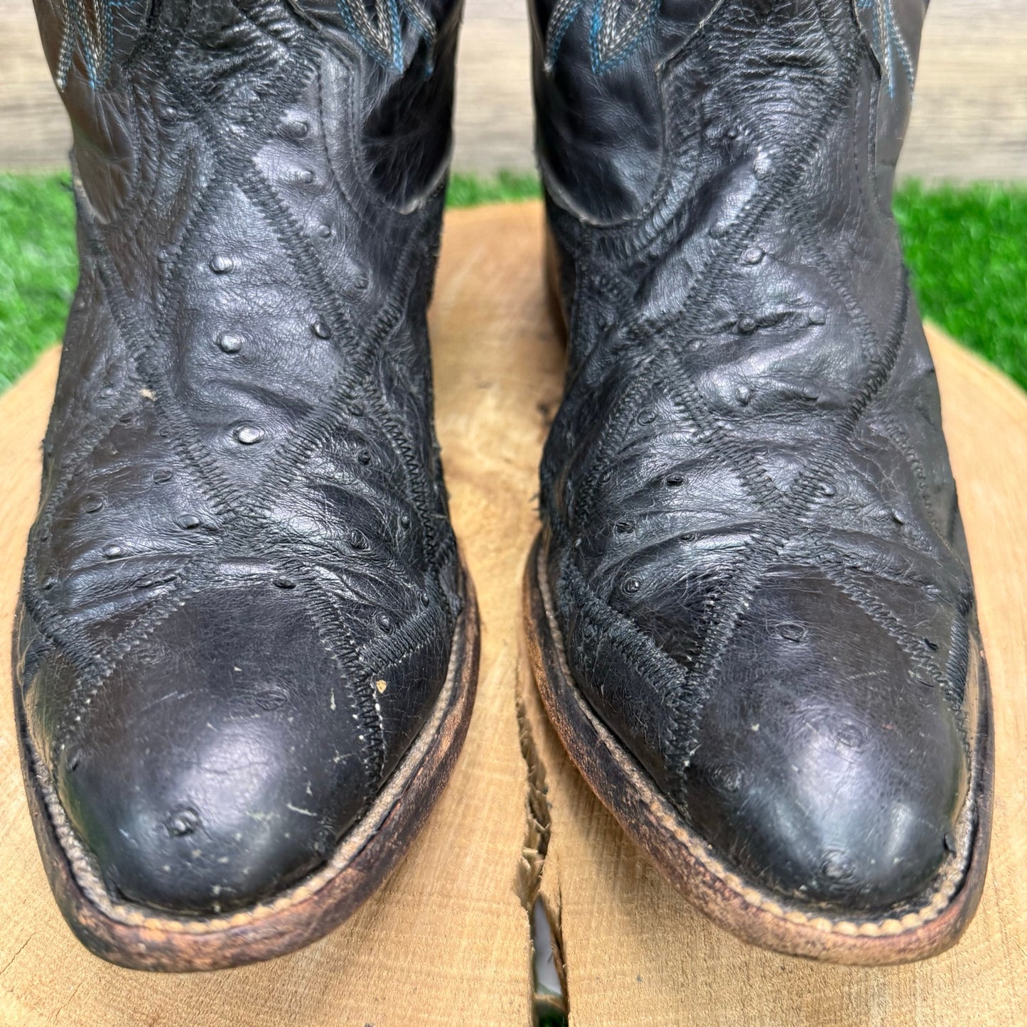 Botas ORC Men - Size 11.5D - Black Ostrich Patchwork Cowboy Boots