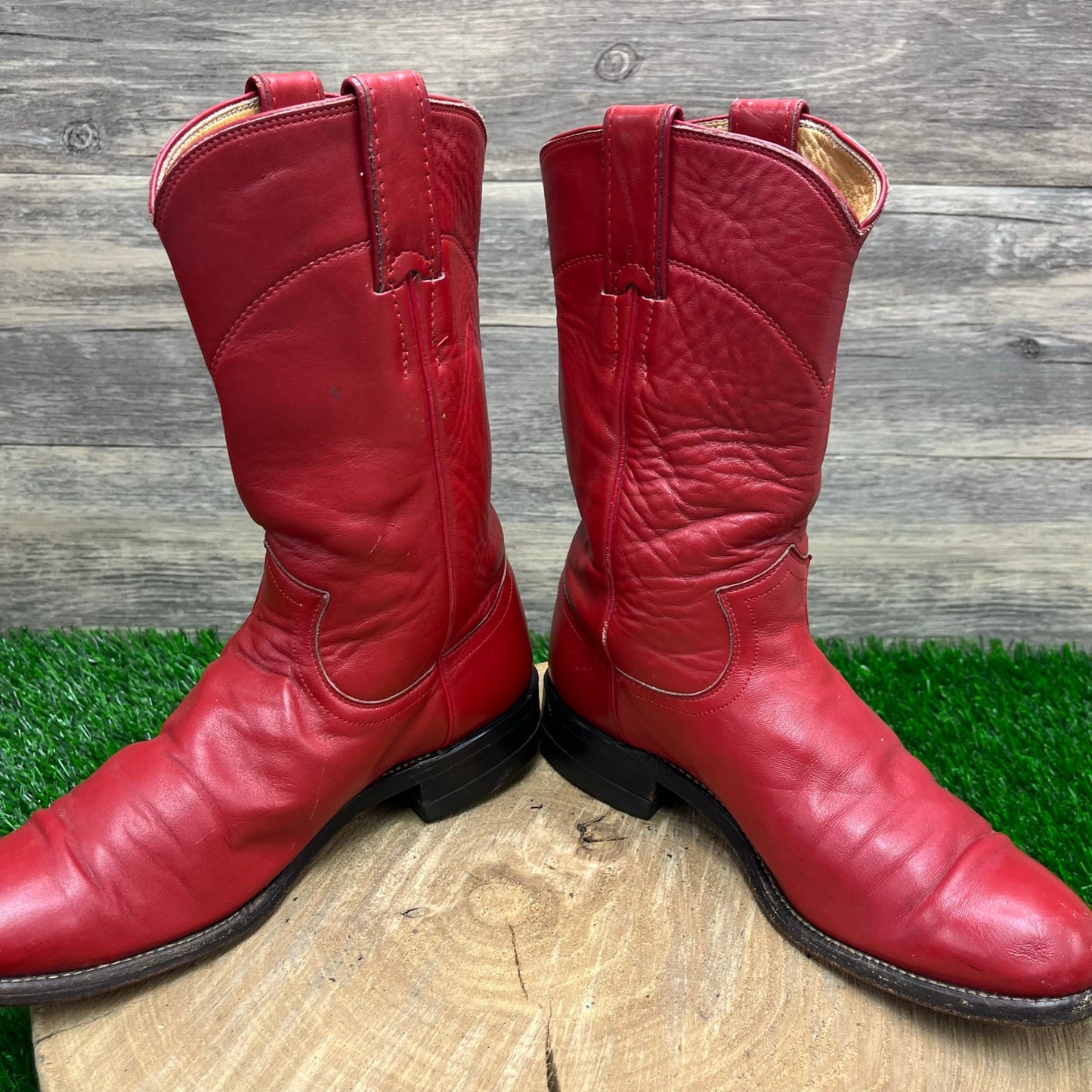 Justin Women - Size 5B - Vintage Red Ropers Cowboy Boots Style L3055