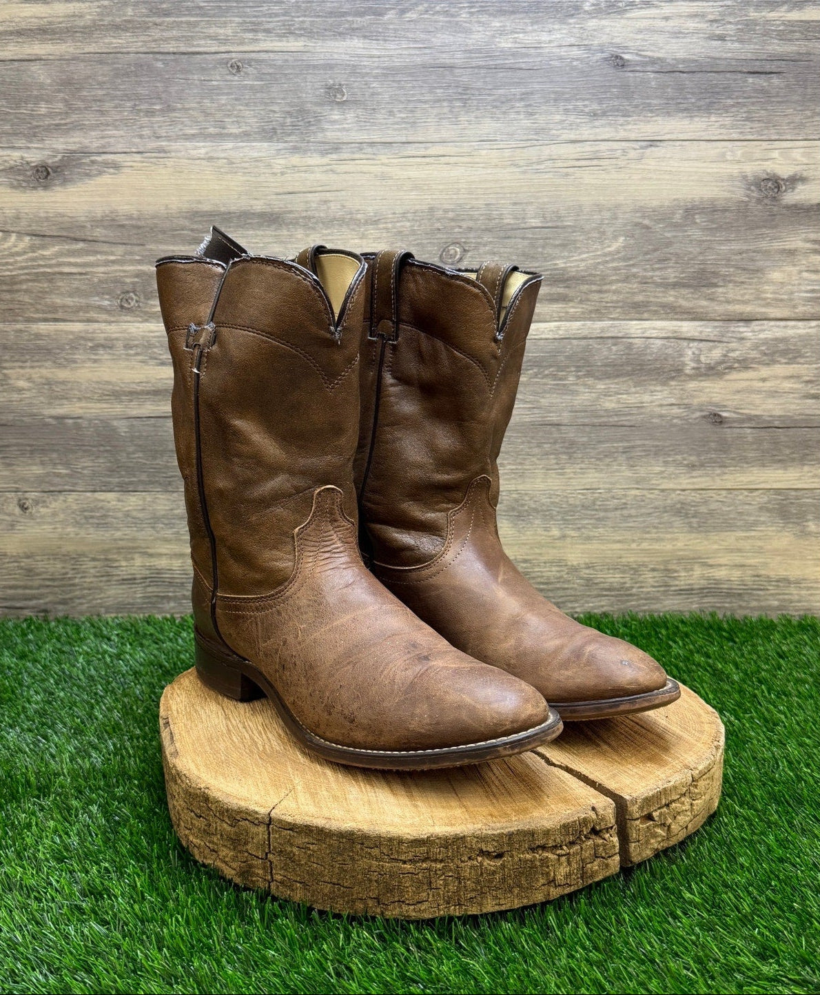 Laredo Men - Size 9.5D - Vintage Marbled Tan Roper Cowboy Boots Style 7923