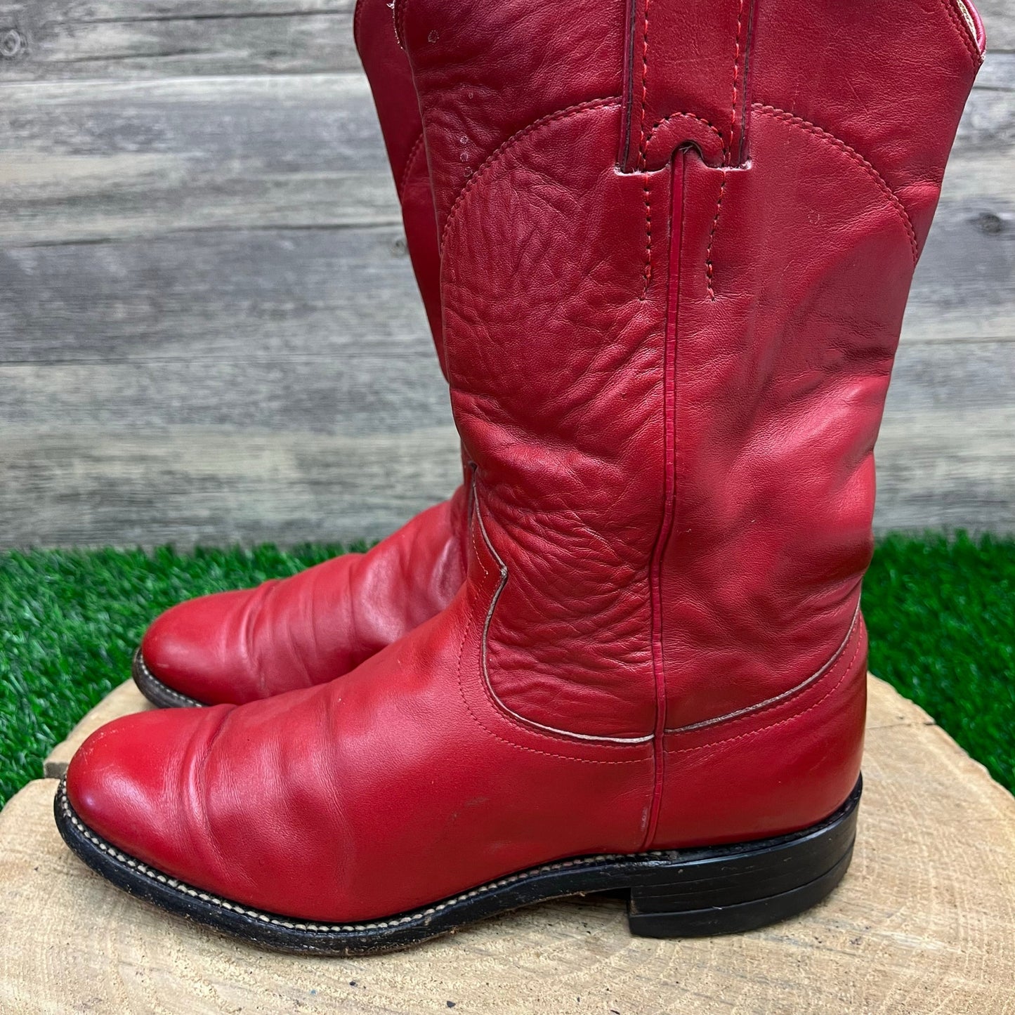 Justin Women - Size 5B - Vintage Red Ropers Cowboy Boots Style L3055
