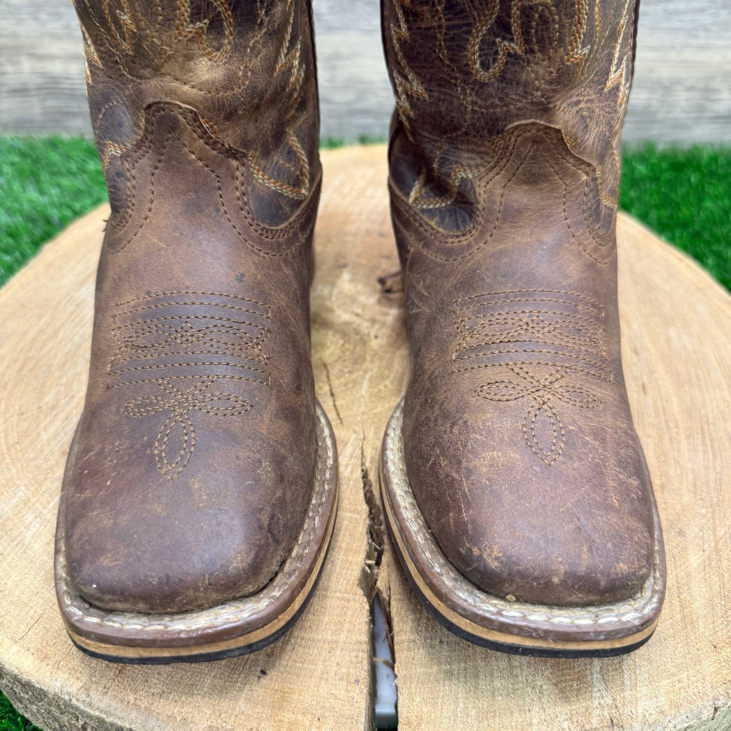 Smoky Mountain Youth - Size 1R - Brown Square Toe Cowboy Boots Style 3662C