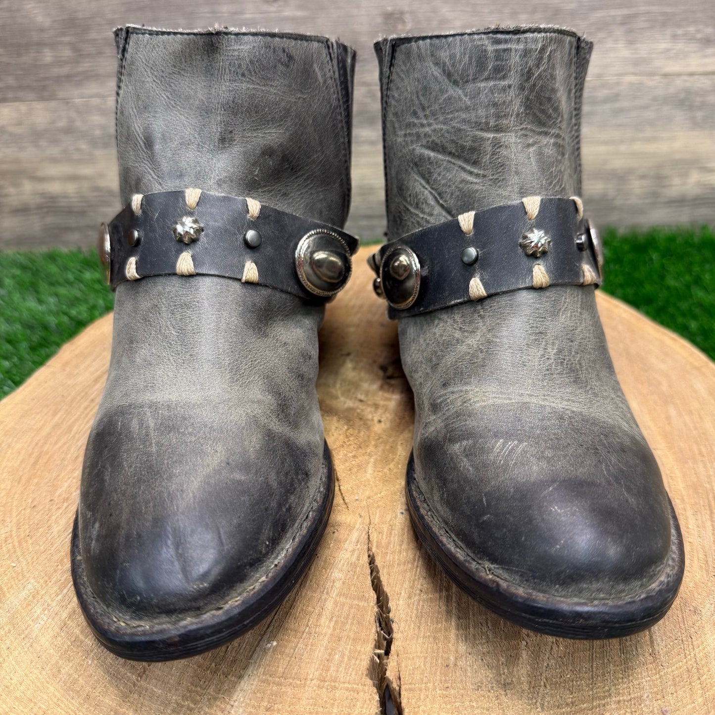 Circle G Women - Size 7 - Charcoal Black Harness Ankle Boots 05064