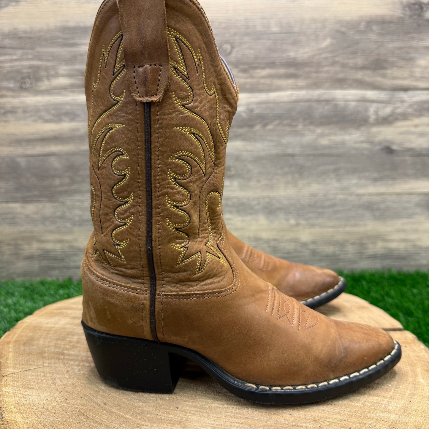 Old West Youth - Size 13D - Tan Cowboy Boots 8129