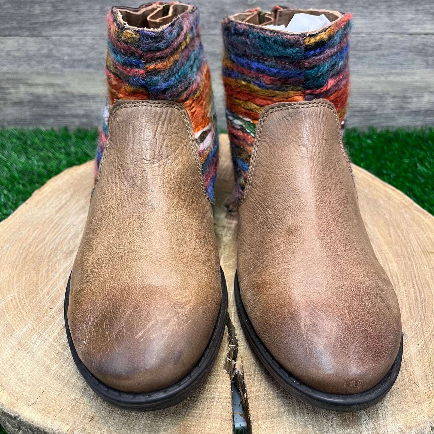 OTBT Women - Size 9 - Tan/Multi Tapestry Ankle Boots