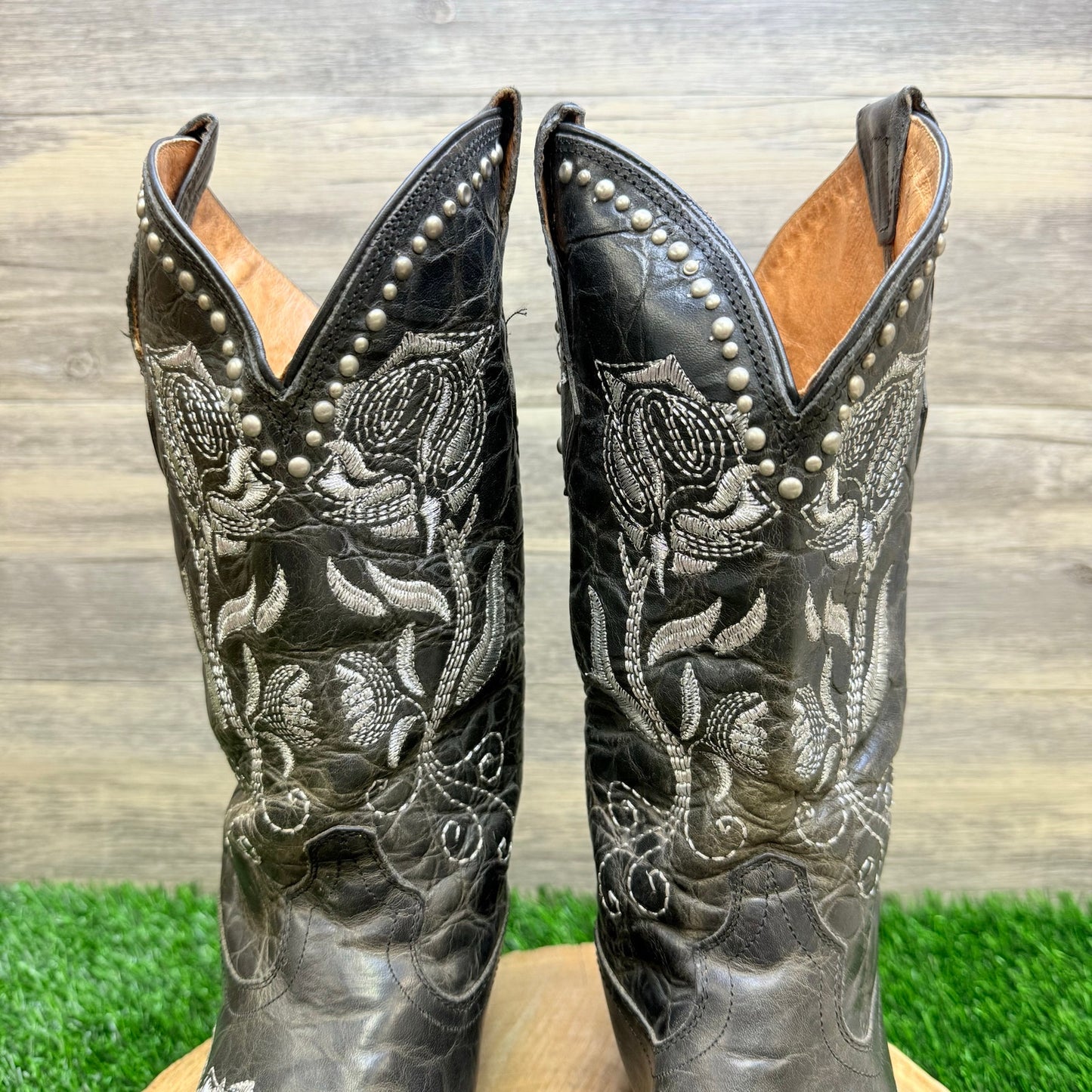 Lucchese Women - Size 9B - Black Challenger Distressed Cowboy Boots M5701