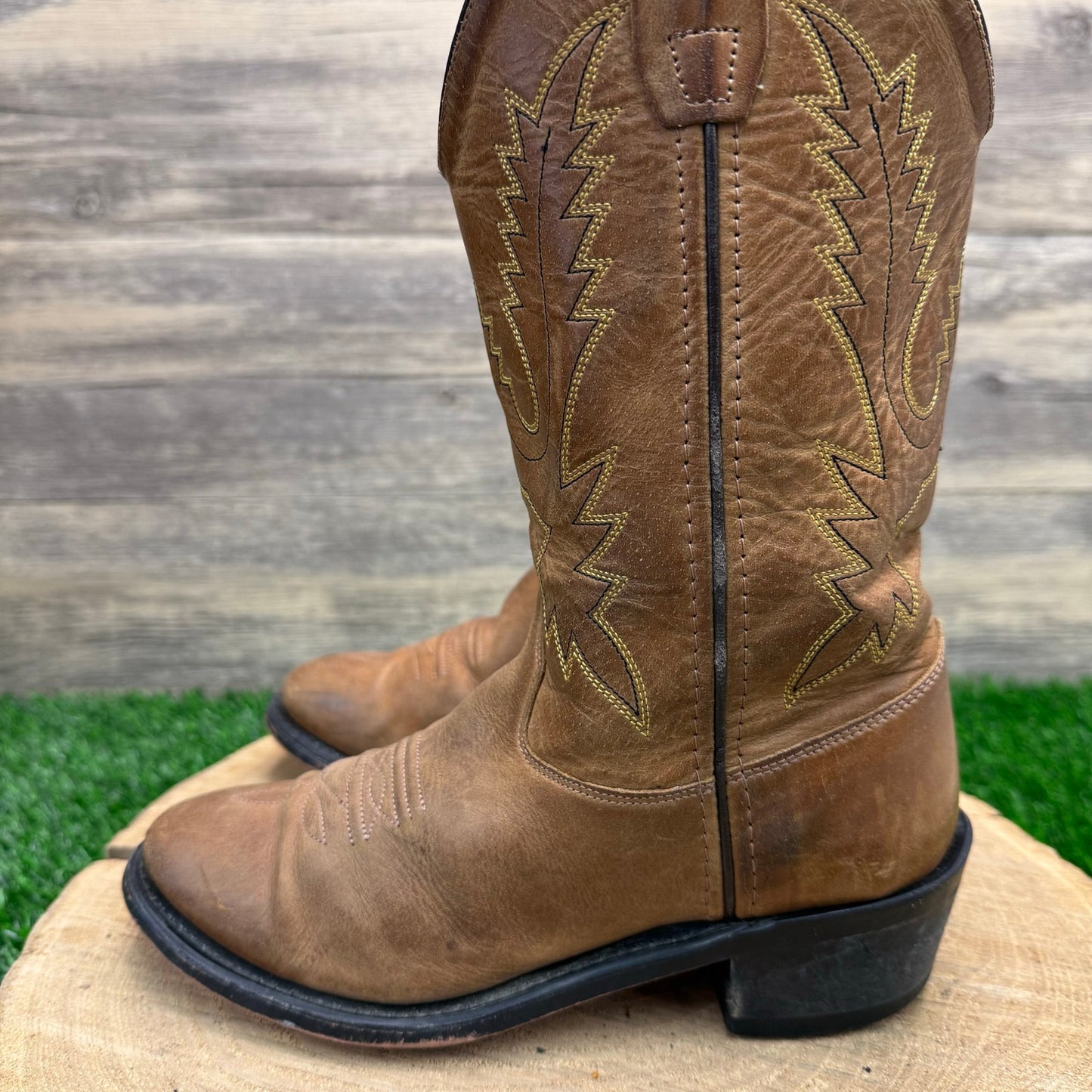 Old West Youth - Size 3.5 - Tan Cowboy Boots CCY1129G