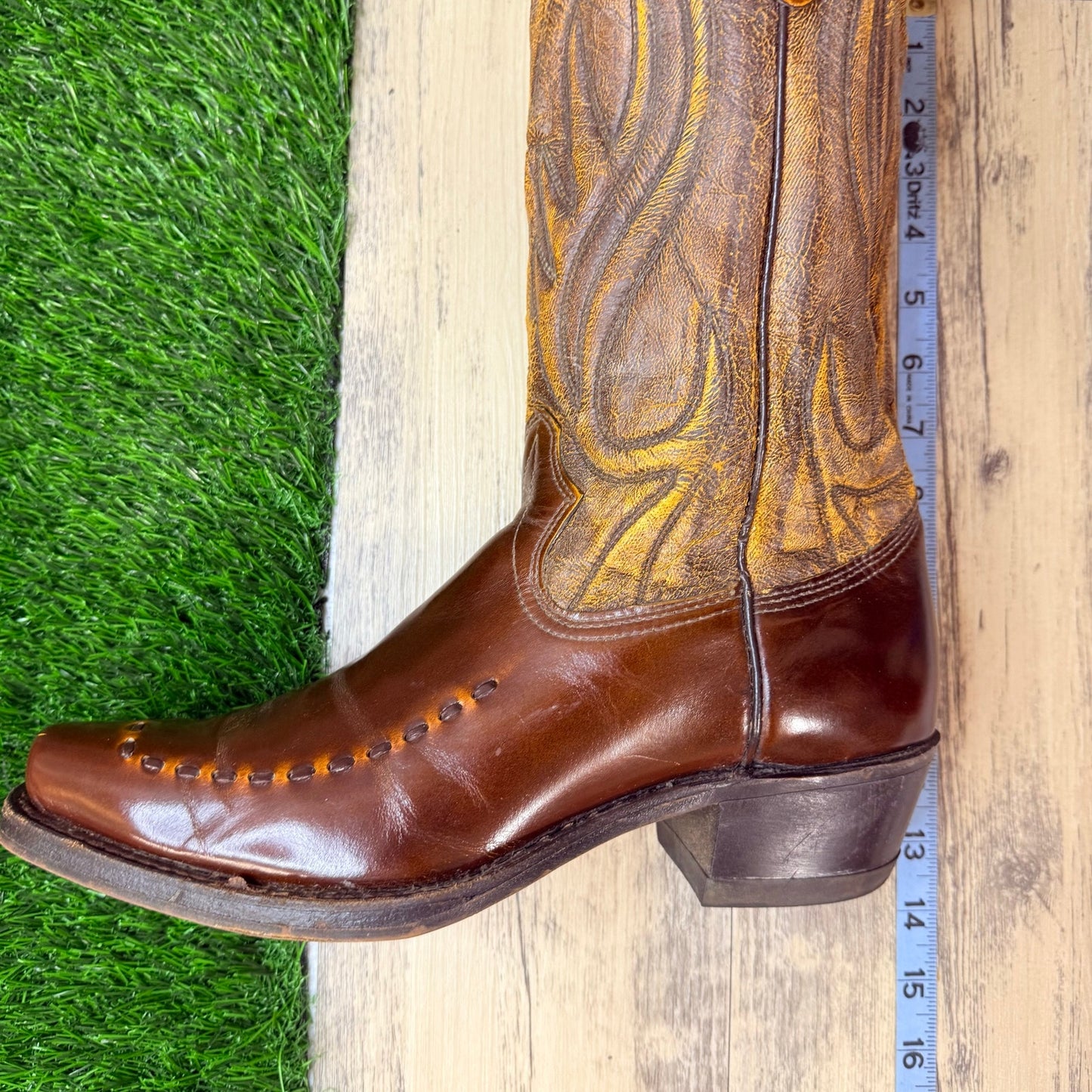 Unknown Men - Size 10D - Vintage Brown Whipstitch Cowboy Boots