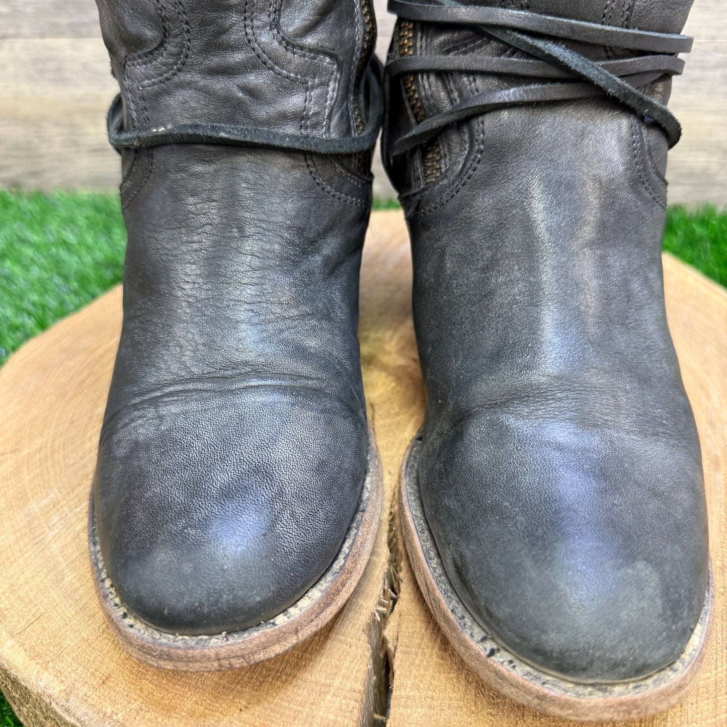 Freebird Women - Size 8 - Black Tall Lace Up Boots Style Coal 30457