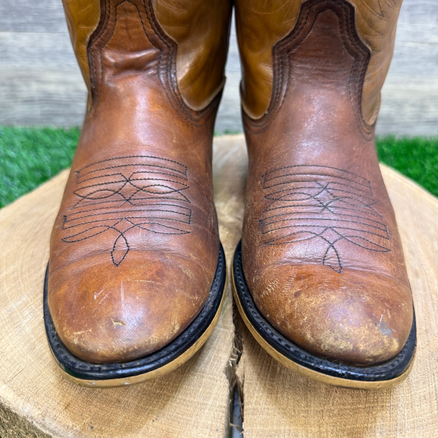 Acme Men - Size 9D - Vintage Tan Cowboy Boots Style 157