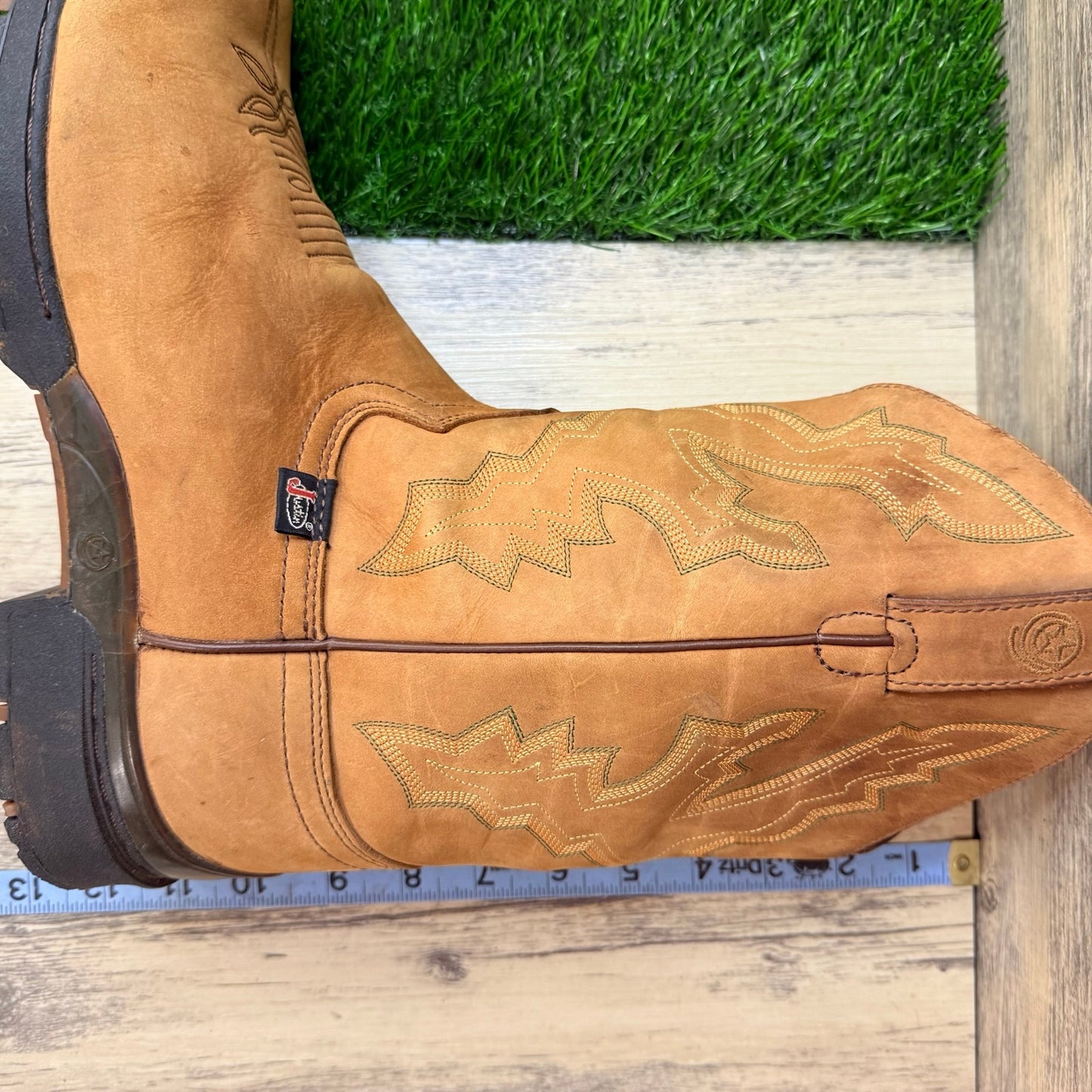 Justin Men - Size 10D - Tan George Strait Western Cowboy Boots 9013
