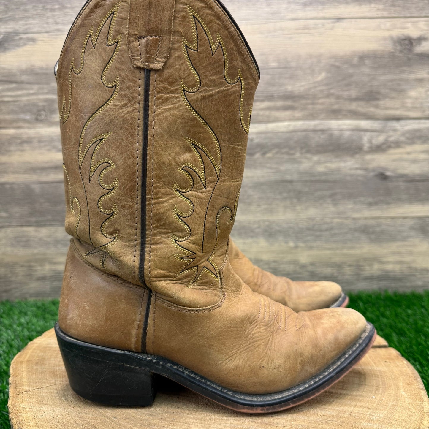 Old West Youth - Size 4.5 - Tan Cowboy Boots CCY7129G