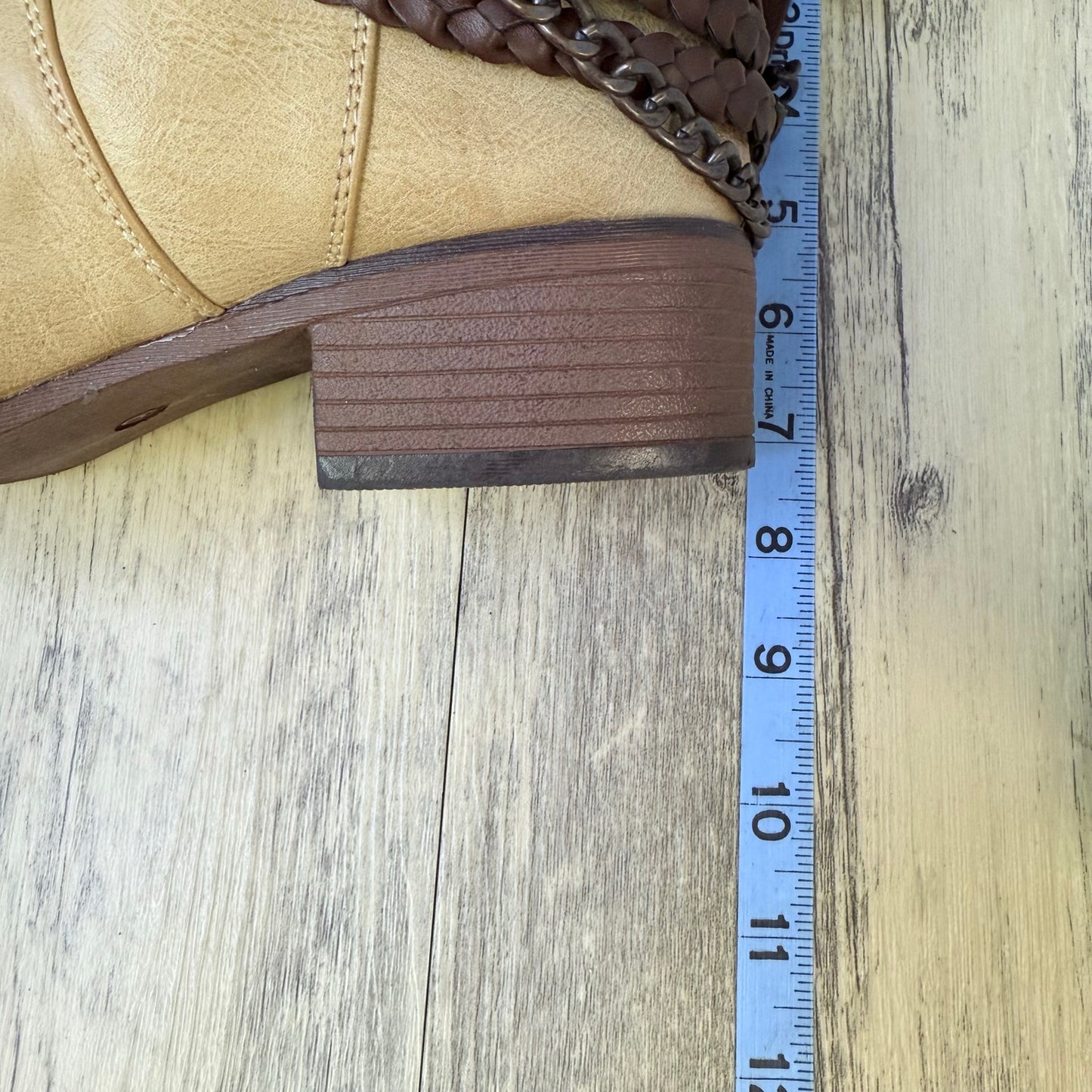Pierre Dumas Women - Size 9 - Tan Ankle Zipper Belt Boots