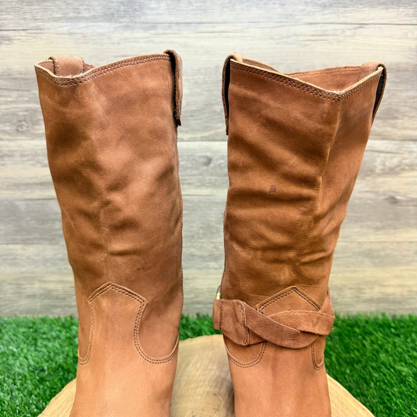 Vero Cuoio Women - Size 8M - Tan Soft Leather Cowboy Boots 50952