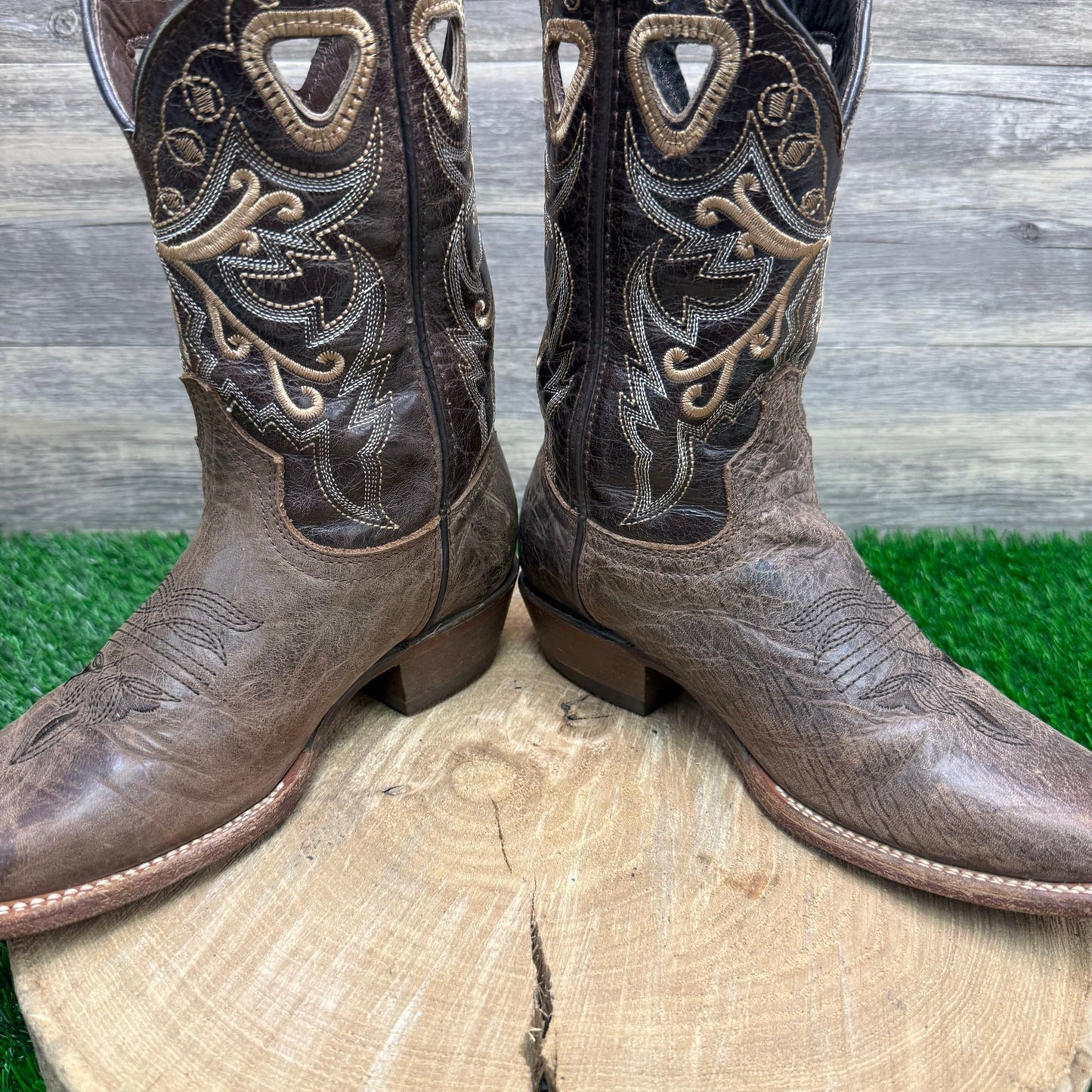 Texas Country Youth - Size 4.5 - Distressed Brown Square Toe Cowboy Boots