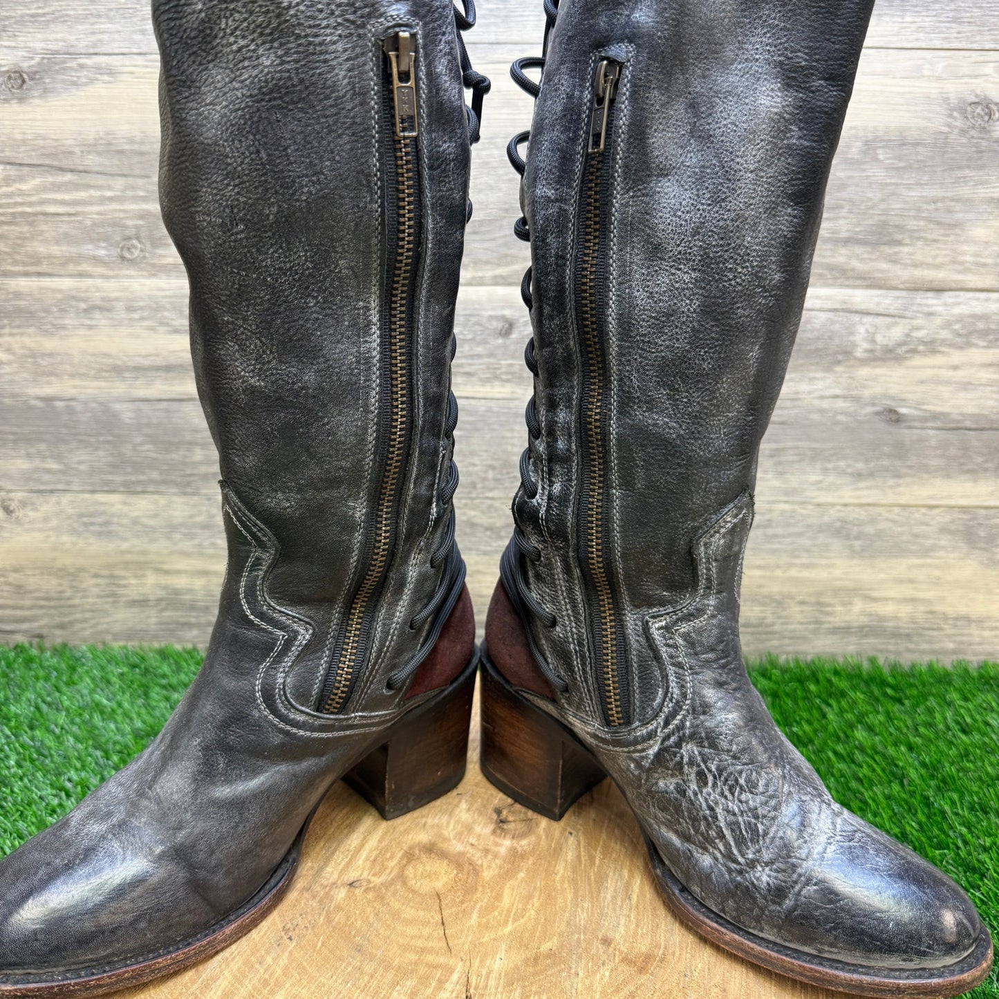 Freebird Women - Size 8 - Black Tall Lace Up Boots Style Coal