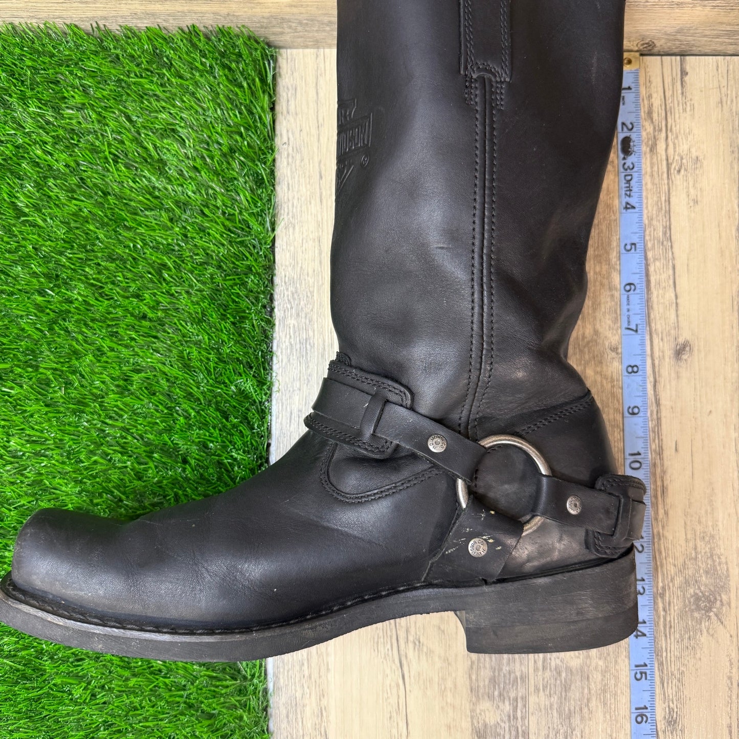 Harley Davidson Men - Size 12M - Black Buckle Moto Boots Style D93315