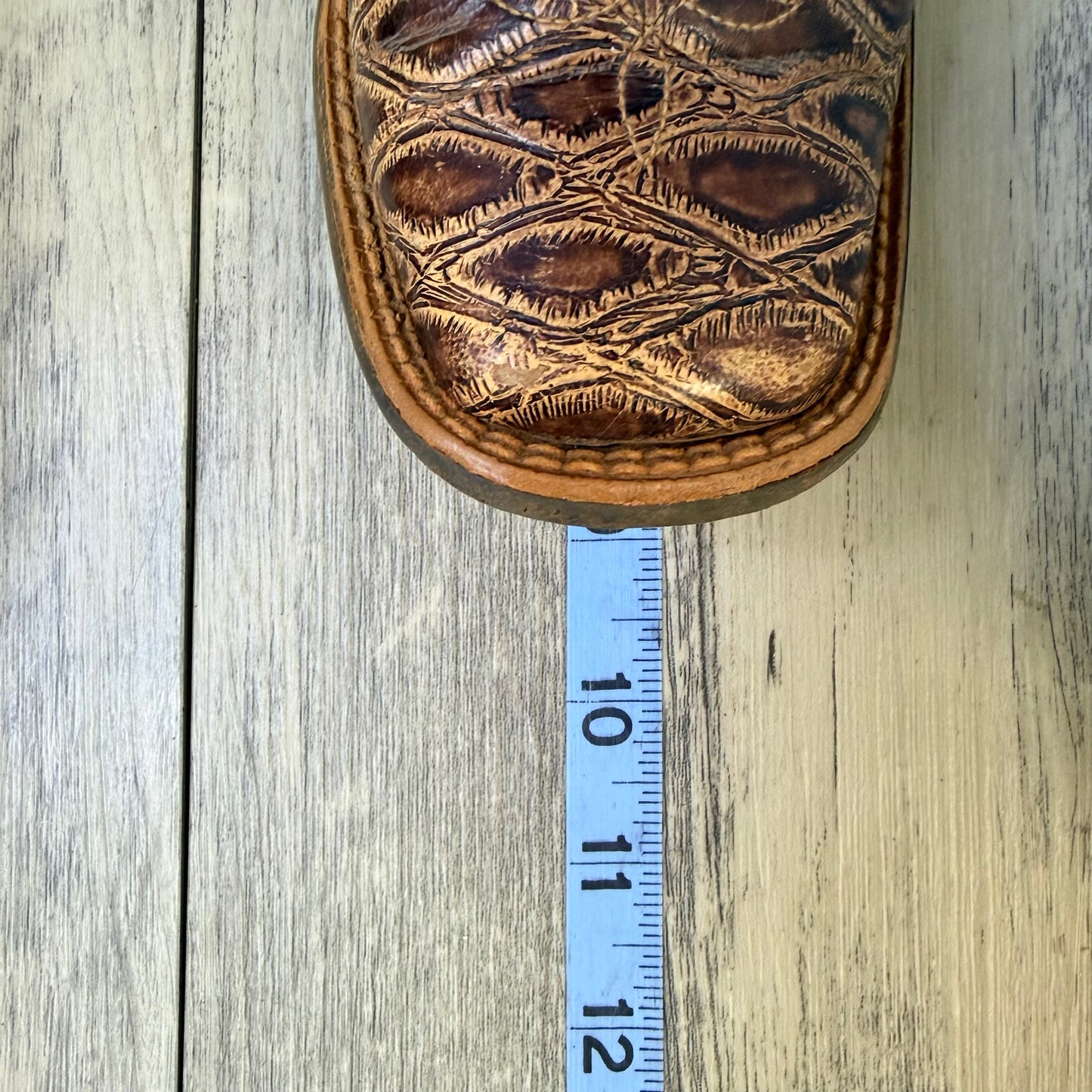 Ariat Youth - Size 13.5 - Brown/Green Square Toe Cowboy Boots