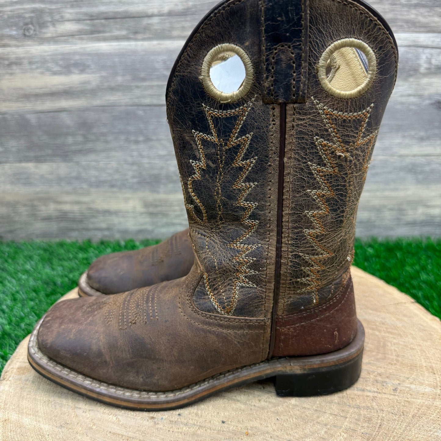Smoky Mountain Youth - Size 1R - Brown Square Toe Cowboy Boots Style 3662C