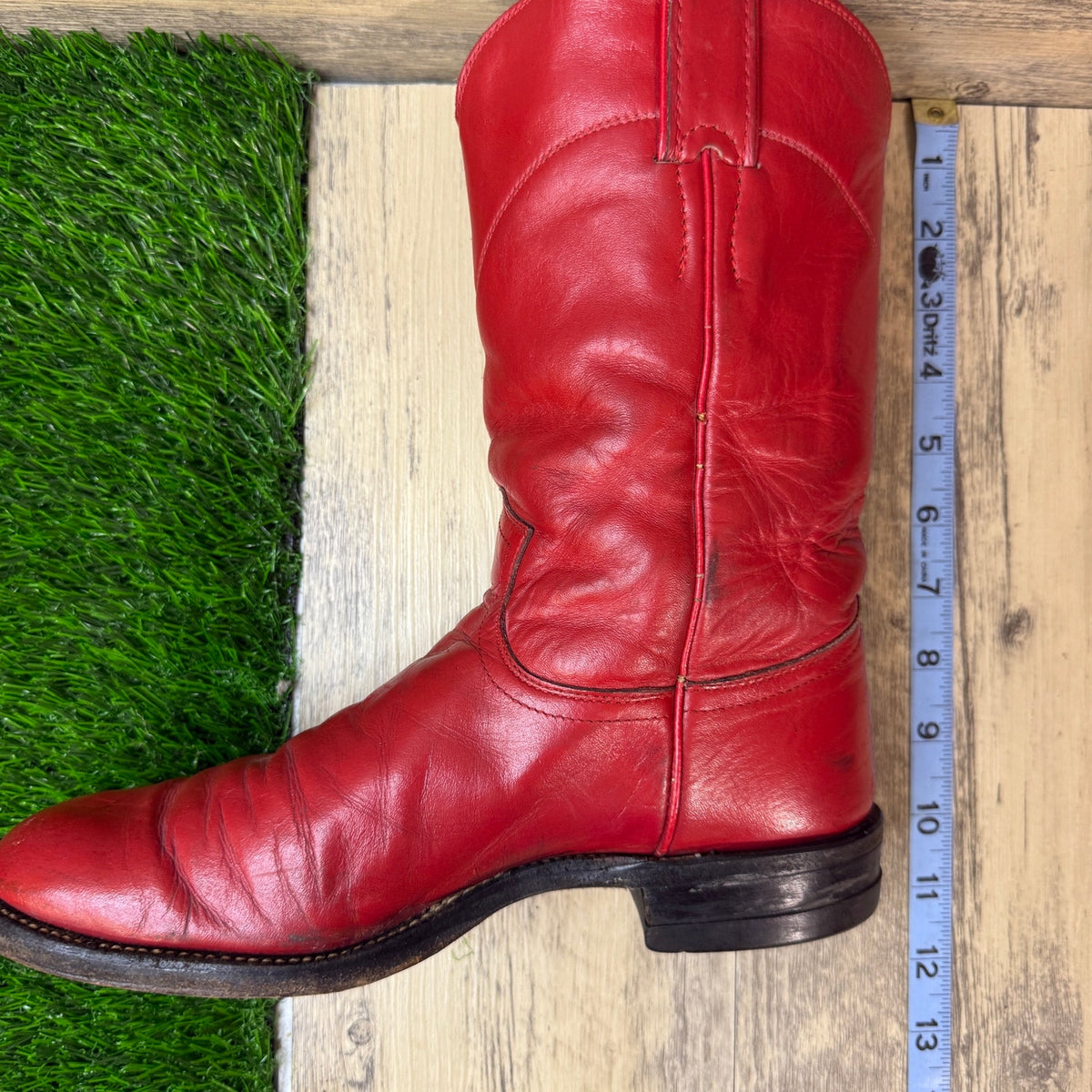 Justin Women - Size 7B - Vintage Red Roper Western Cowboy Boots Style L3055