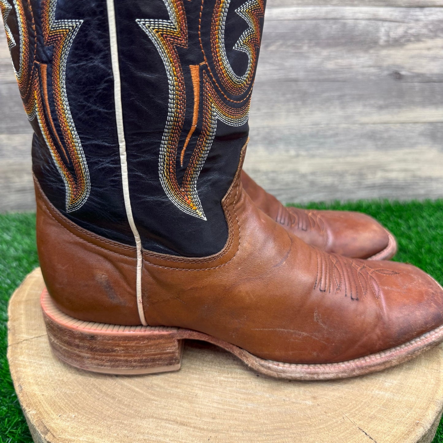 R. Watson Men - Size 8.5D - Brown/Black Square Toe Cowboy Boots Style 8028