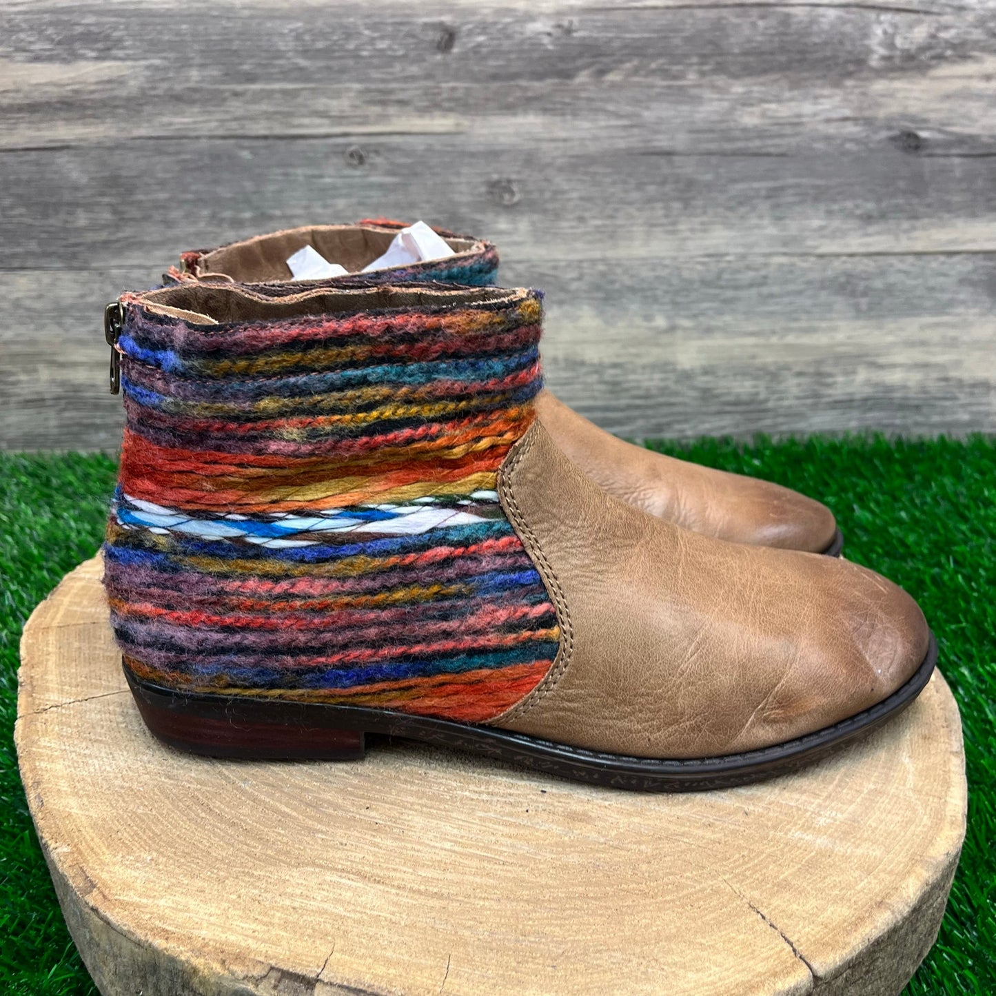 OTBT Women - Size 9 - Tan/Multi Tapestry Ankle Boots