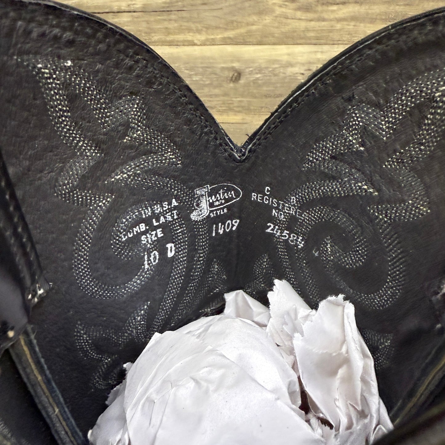 Justin Men - Size 10D - Black London Cowboy Boots Style 1409