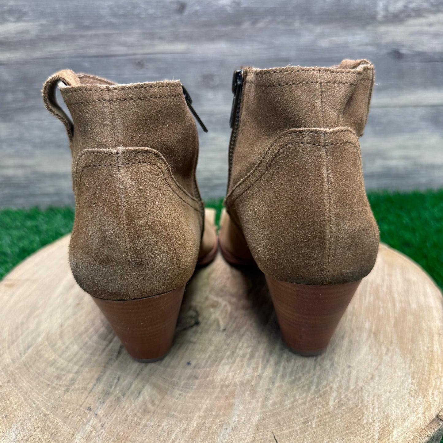 Frye Women - Size 9M - Tan Suede Ankle Zipper Boots Style 3471740