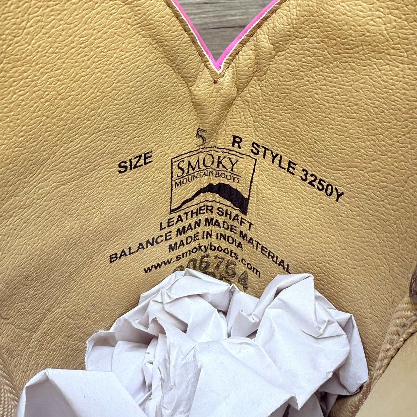 Smoky Mountain Youth - Size 5R - Tan Glitter Square Toe Cowboy Boots 3250Y