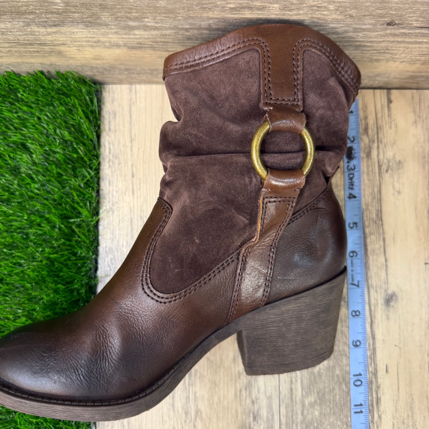 Lucky Brand Women - Size 9M - Dark Brown Suede Harness Ankle Boots