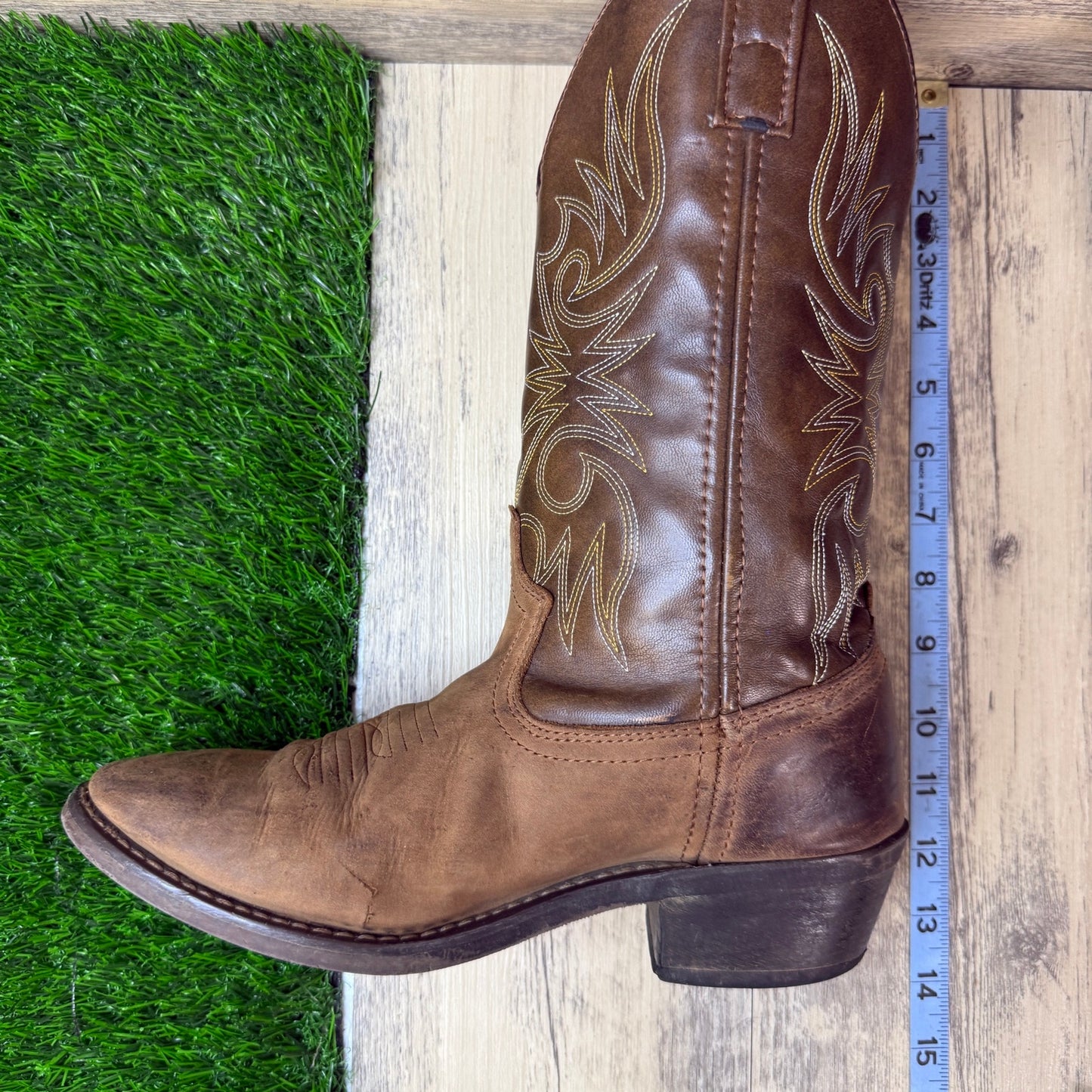 Shoe Department Men - Size 7.5D - Two Tone Brown Western Cowboy Boots 05168