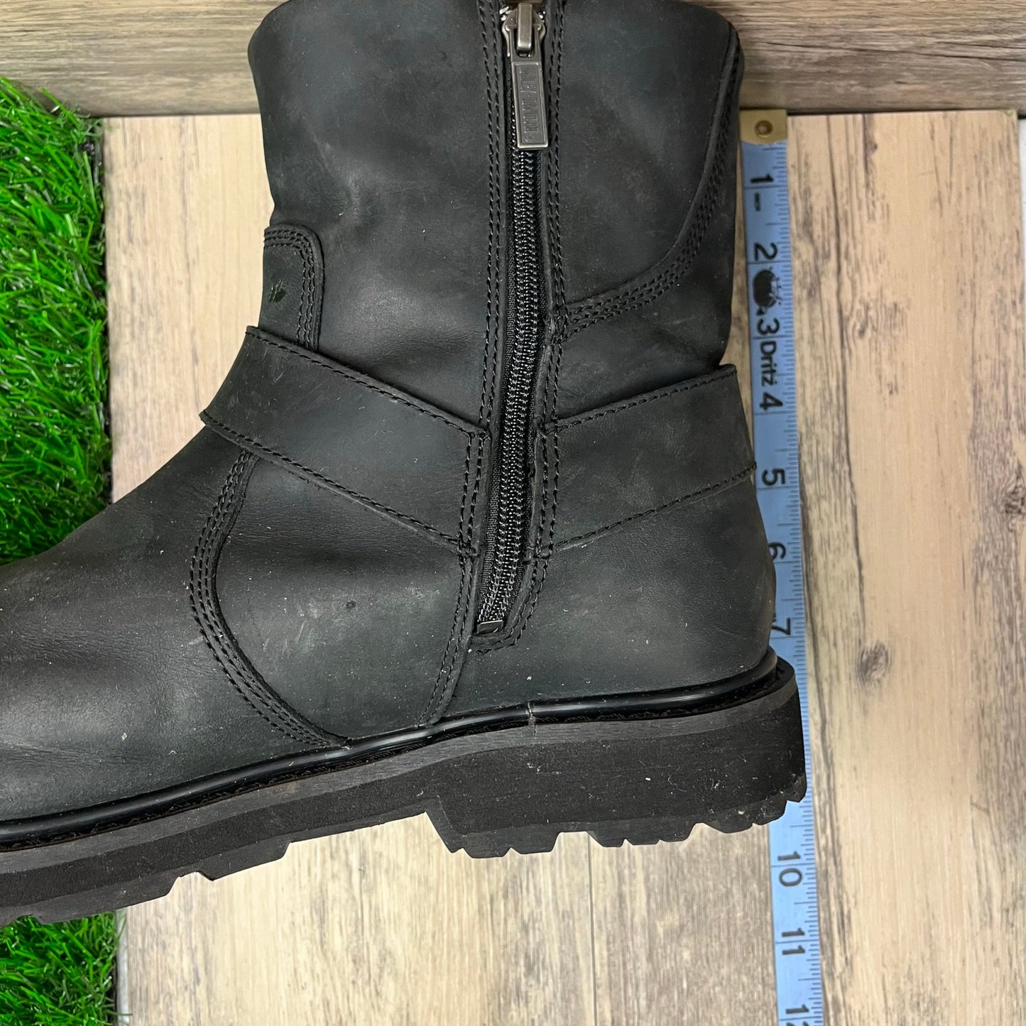 Harley Davidson Men - Size 10.5M - Black Harness Ankle Zipper Moto Boots D93491