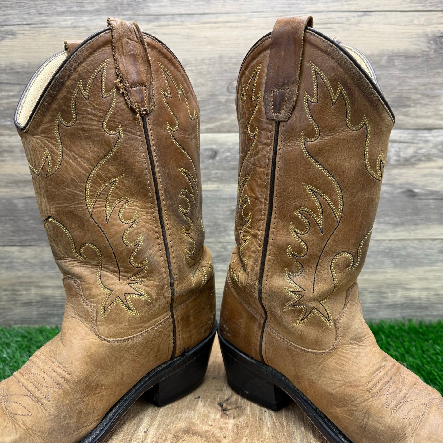 Old West Youth - Size 4.5 - Tan Cowboy Boots CCY7129G