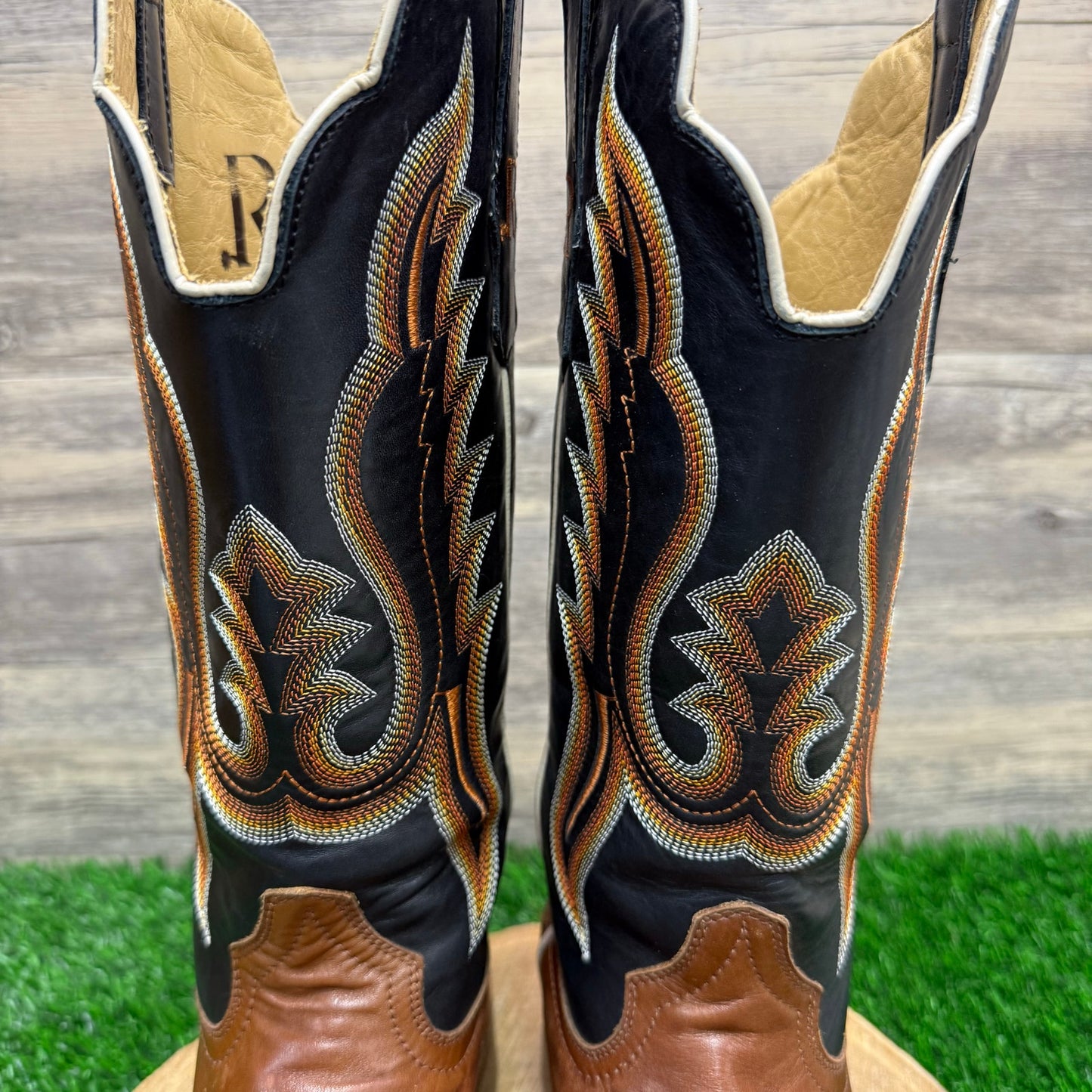 R. Watson Men - Size 8.5D - Brown/Black Square Toe Cowboy Boots Style 8028