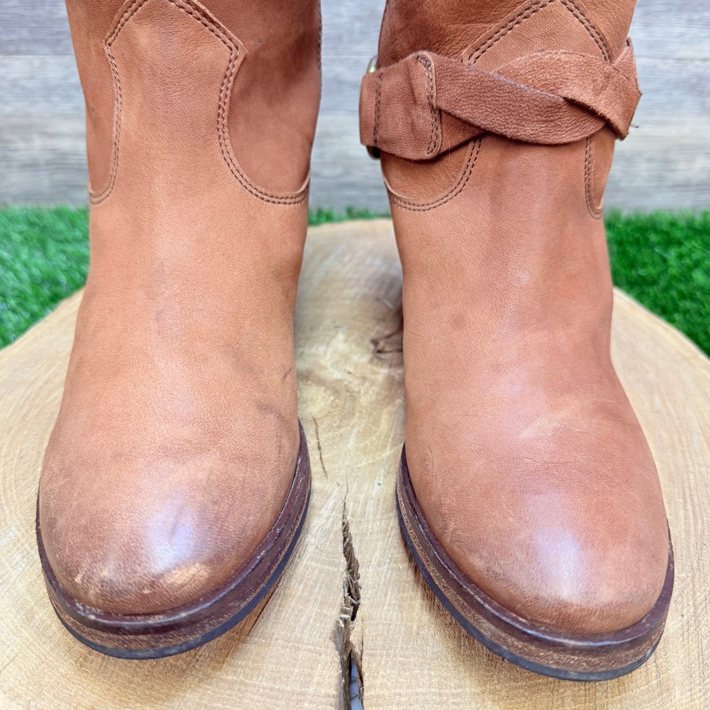 Vero Cuoio Women - Size 8M - Tan Soft Leather Cowboy Boots 50952