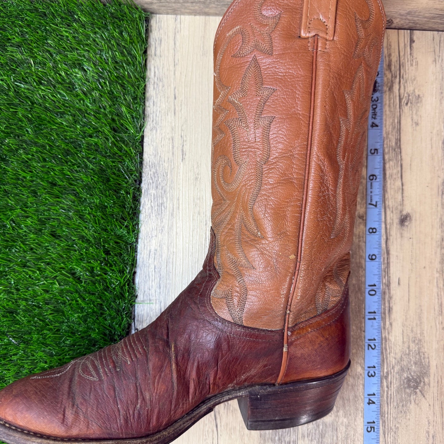 Dan Post Men - Size 8EW - Vintage Tan Smooth Ostrich Western Cowboy Boots P2889