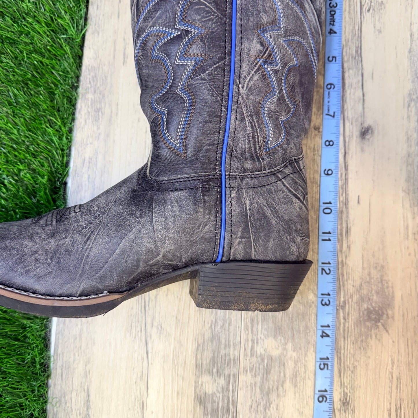 Smoky Mountain - Size 5R - Distressed Black / Blue Square Cowboy Boots 3944Y