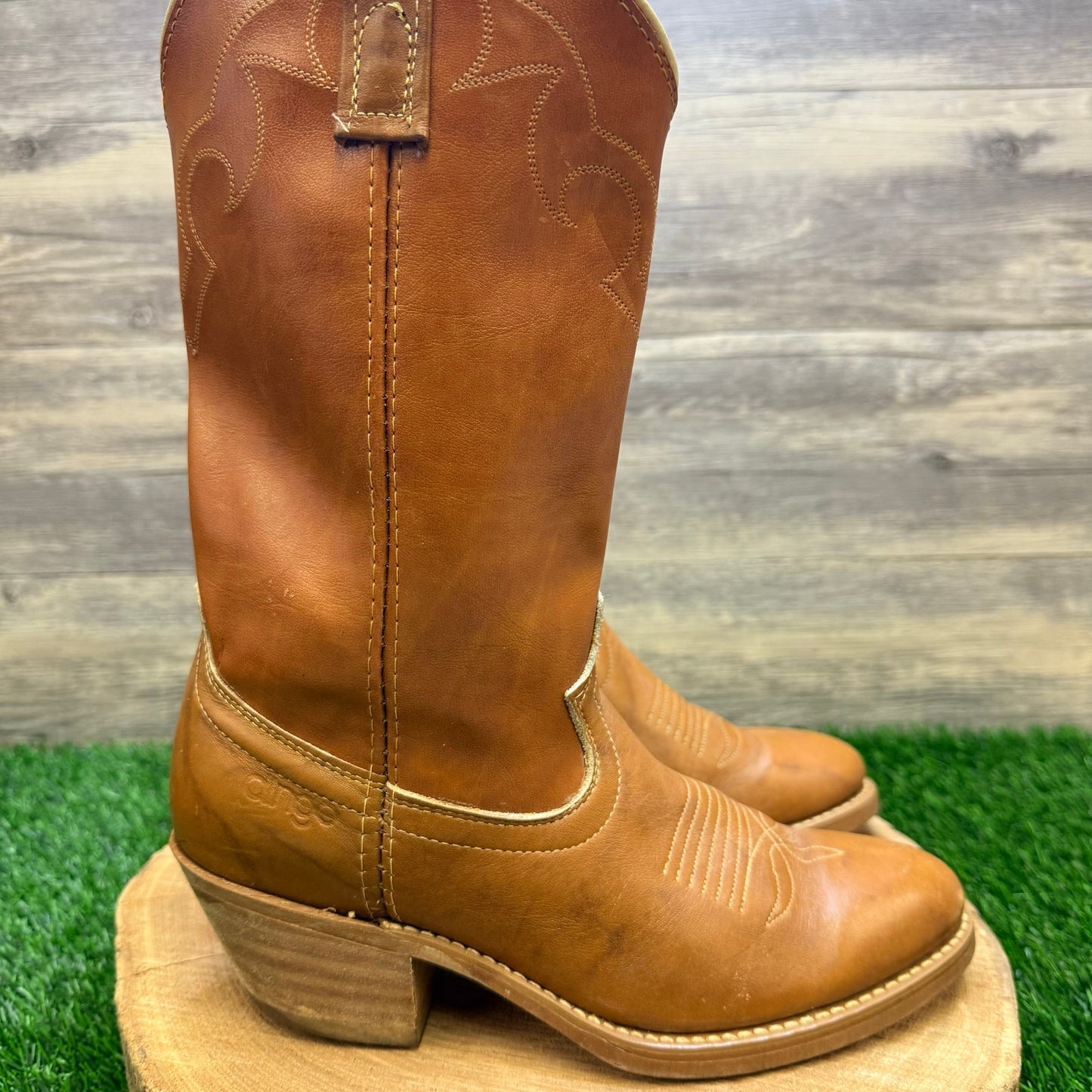 Acme Men - Size 7.5D - Tan Dingo Cowboy Boots 5907