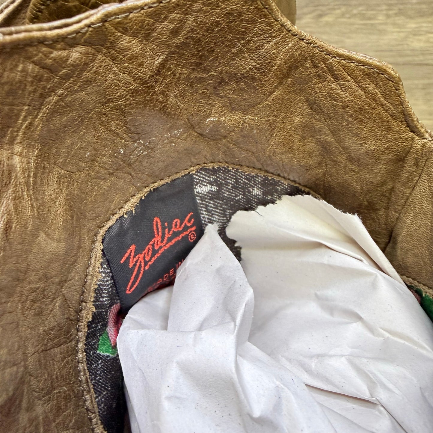 Zodiac Women - Size 6.5 - Brown Gator Print Toe Plate Slouch Cowboy Boots