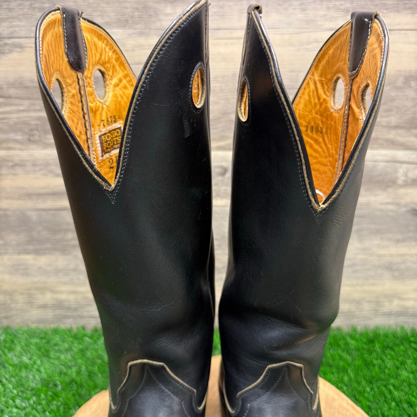 Hondo Boots Men - Size 7D - Vintage Black Cowboy Boots Style 7875