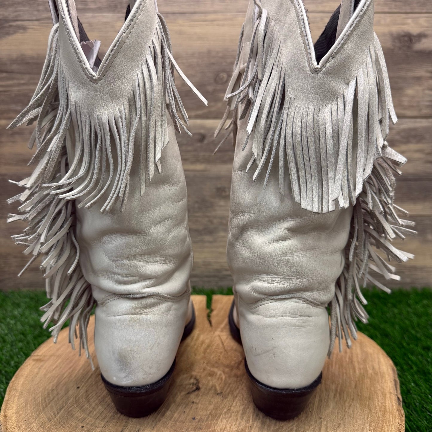 Capezio Women - Size 5M - Vintage White Fringe Toe Plate Cowboy Boots L699