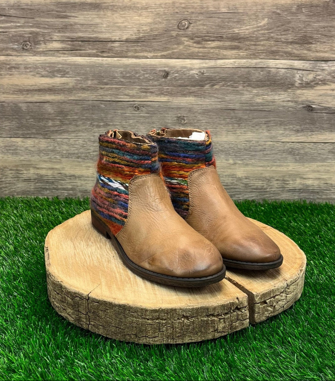 OTBT Women - Size 9 - Tan/Multi Tapestry Ankle Boots